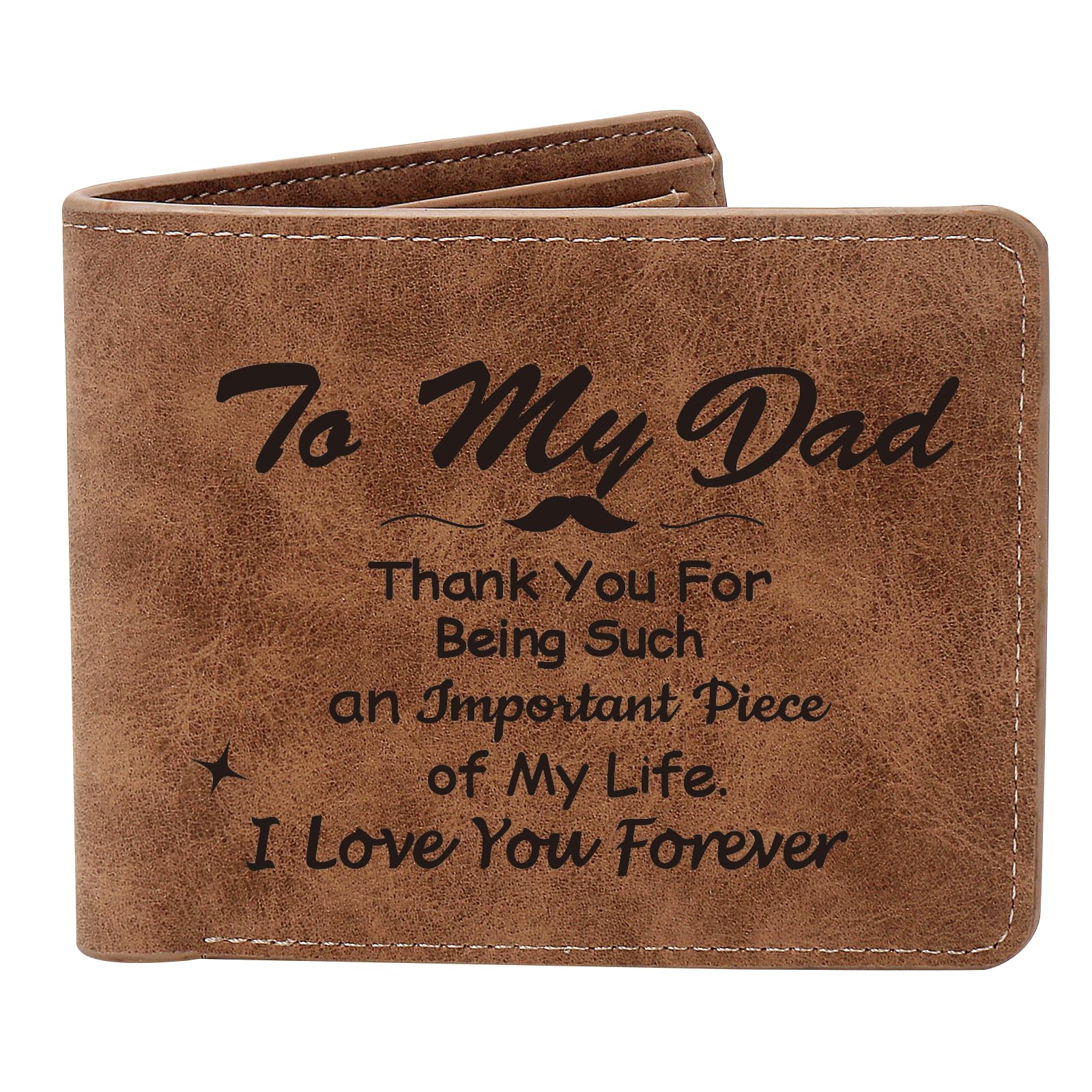 THTCSQ To My Dad Gifts,Leather Wallet for Men, Engraved Personalized Leather Wallet,Father's Day Gift, Birthday Gifts,Christmas Gifts, Gifts for Dad