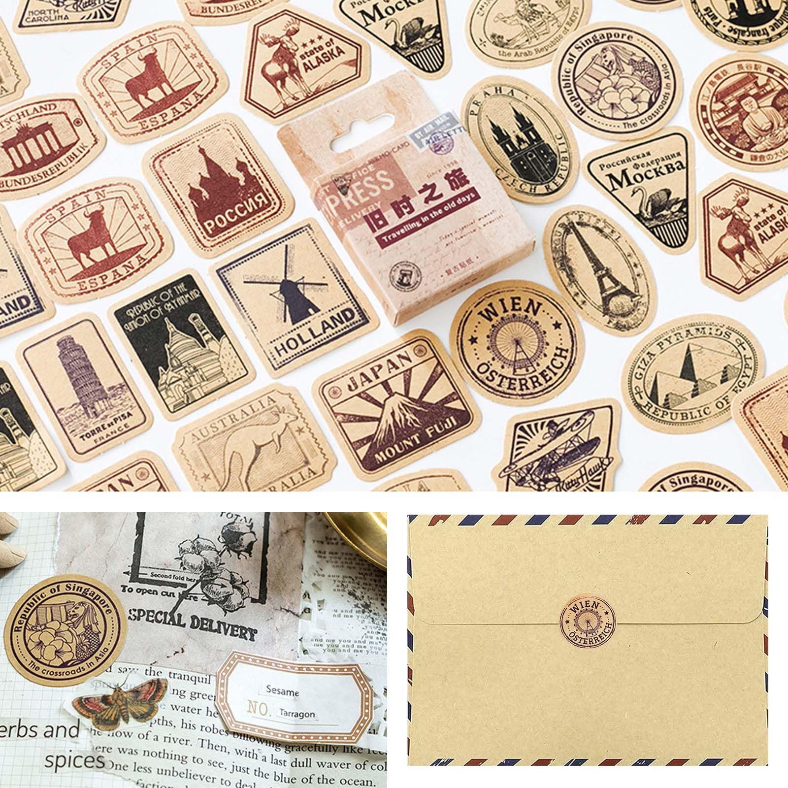 Amazon | EsiFare エアメール 封筒 40枚 おしゃれ クラフト紙 封かん