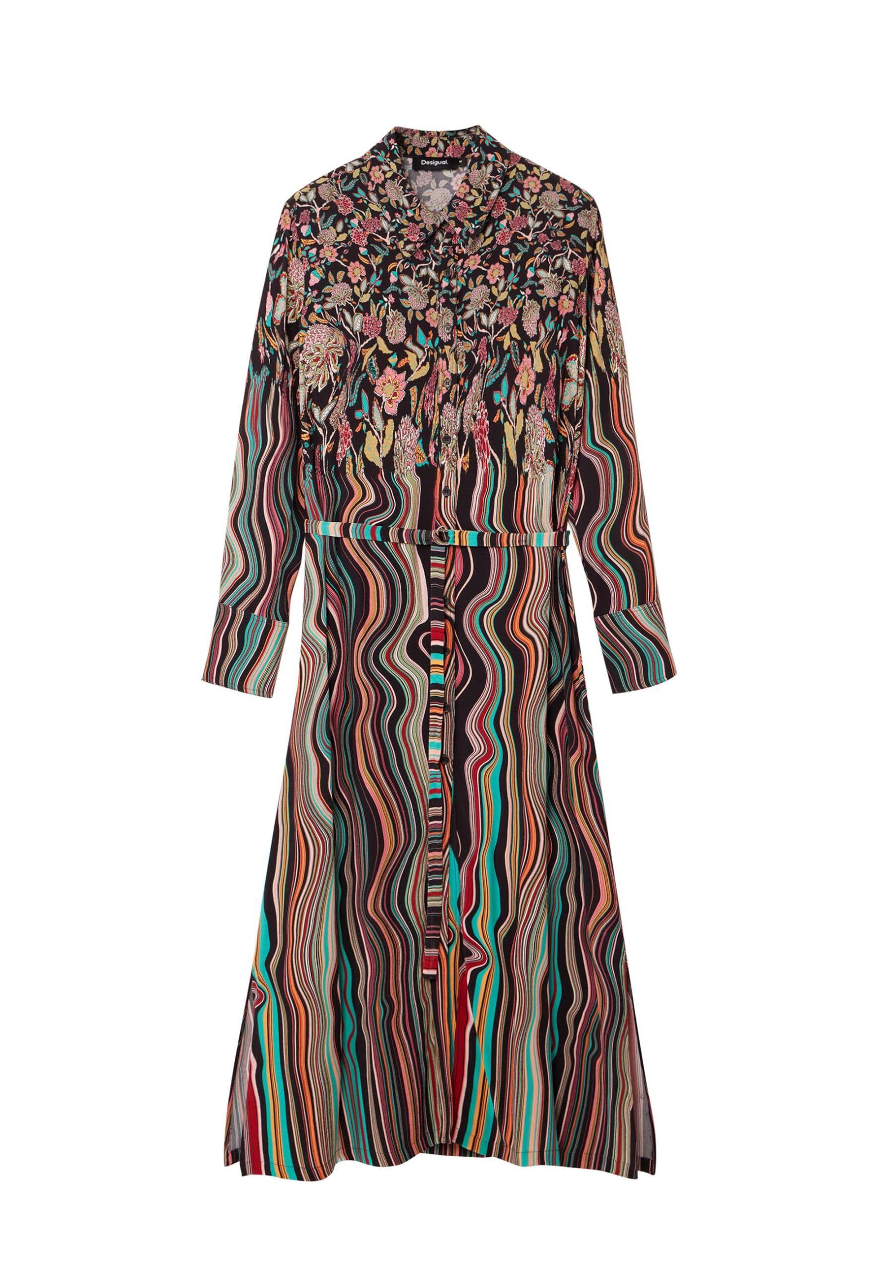 Desigual Women's Woman Woven Long Sleeve Dress, Material FINISHES, M