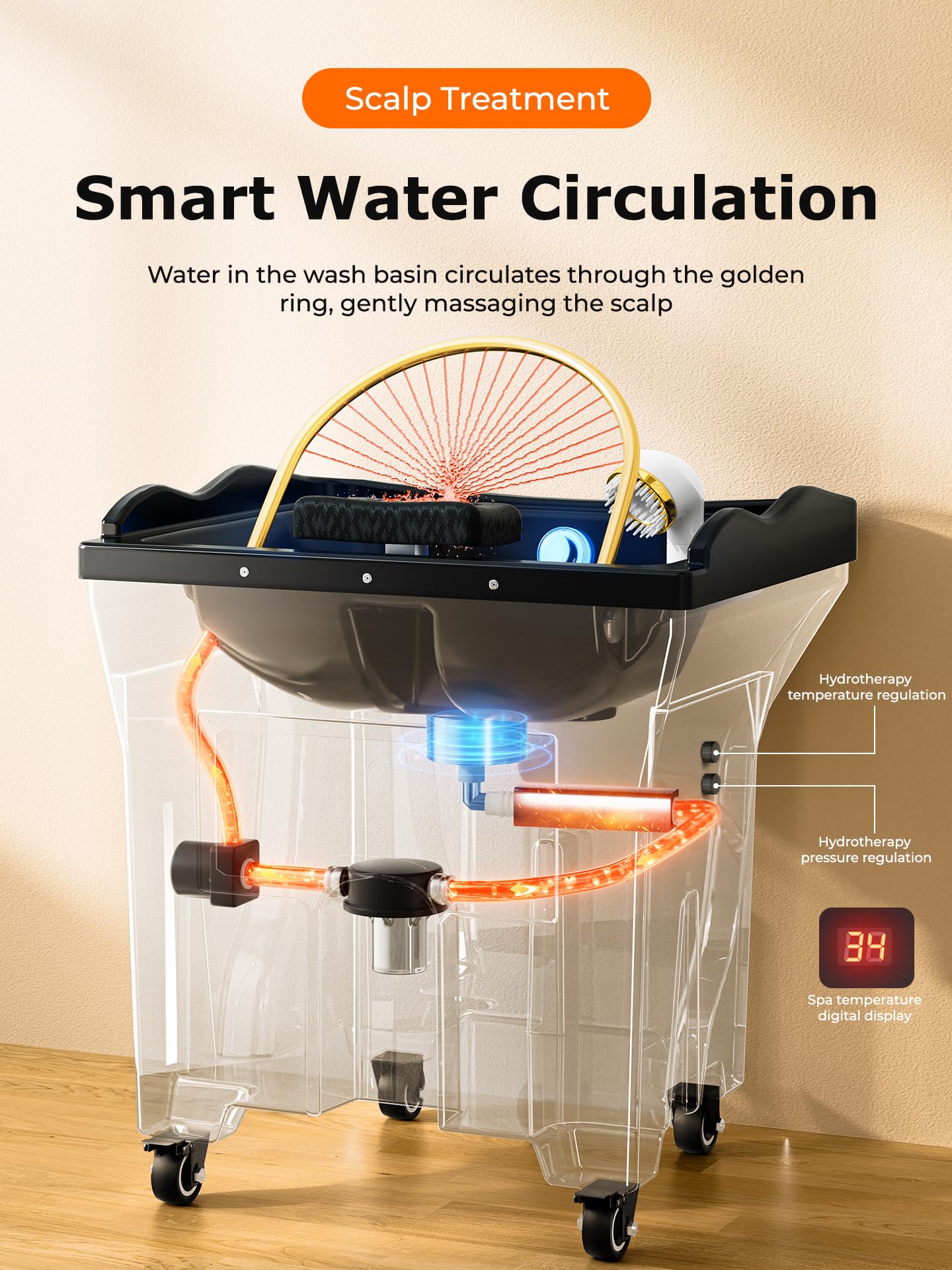 TooMiMo Japanese Head Spa Equipment with Dual-Control System | 60L Water Tank | Fumigation, Light Therapy & Adjustable Head Pillow | Efficient Water Circulation for Salons & Spas