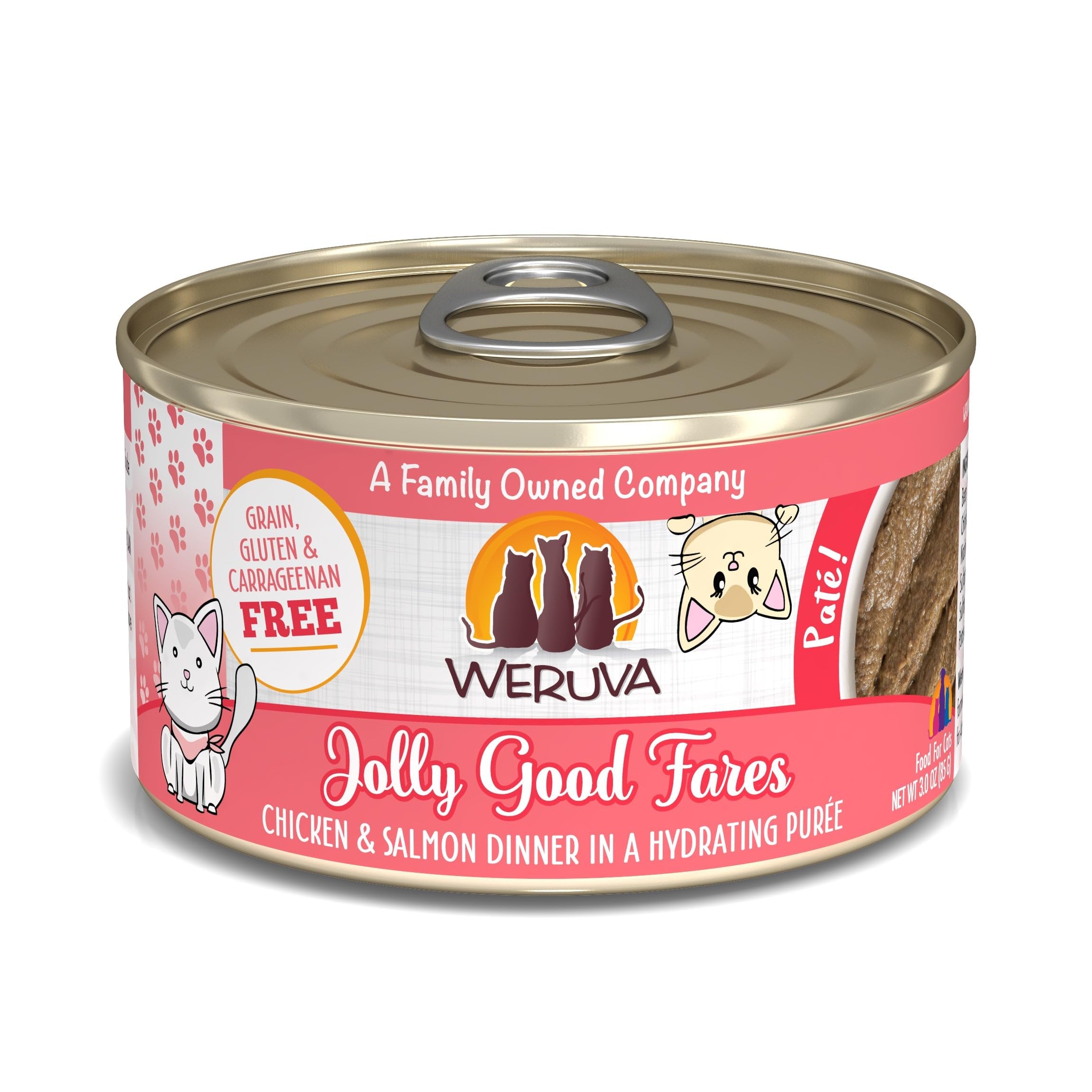 Weruva Classic Cat Paté, Jolly Good Fares with Chicken & Salmon, 3oz Can (Pack of 12)