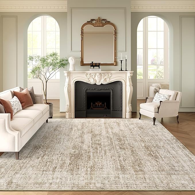 6x9 Area Rug for Living Room Washable 6x9 Rug Non-Slip Modern Rugs for Bedroom Dining Room Ultra-Thin Indoor Brown Rug