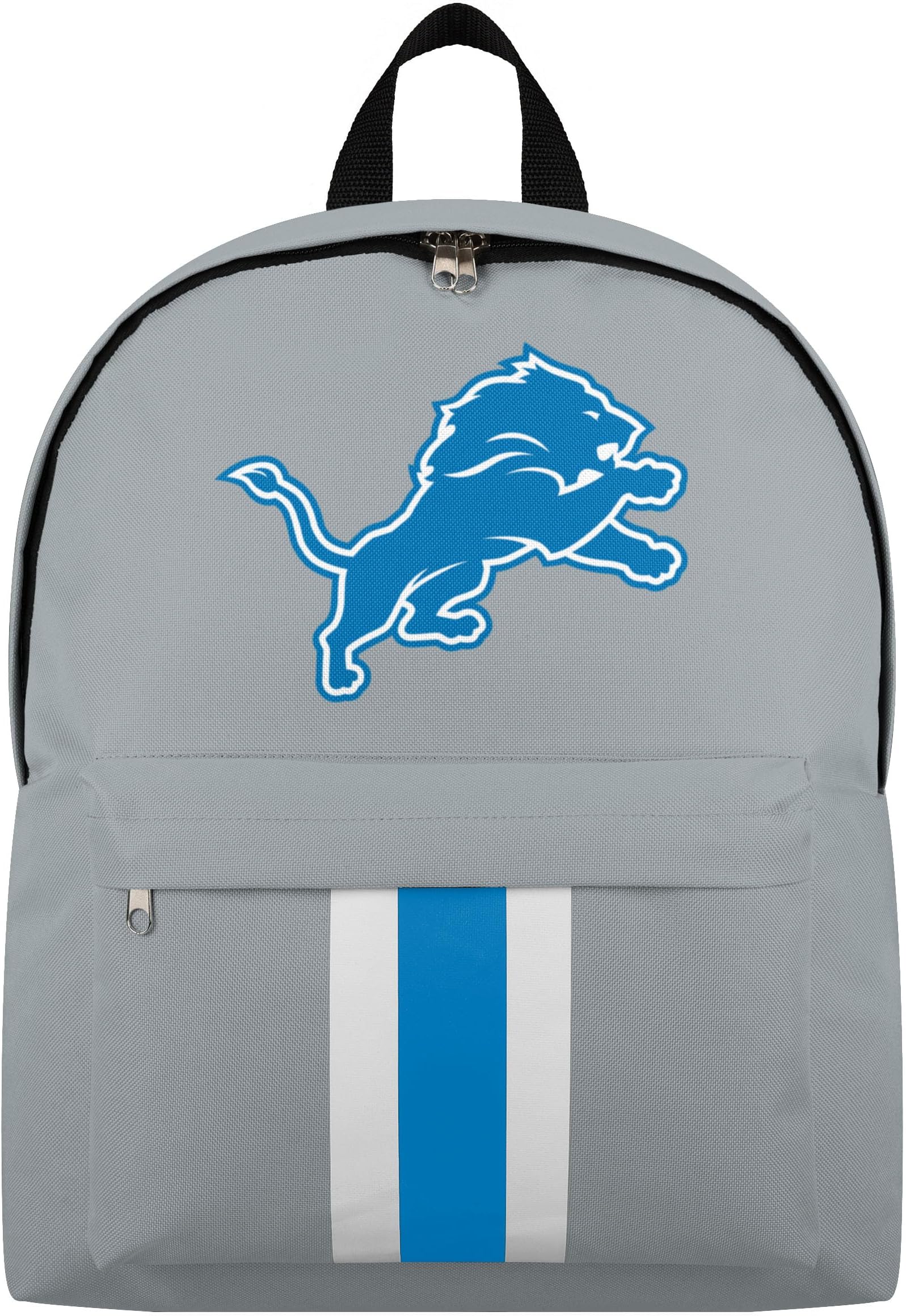 NFL Officially Licensed Team Color Primary Logo Solid Stripe Football School Bag Travel Backpack - Detroit Lions - Gray