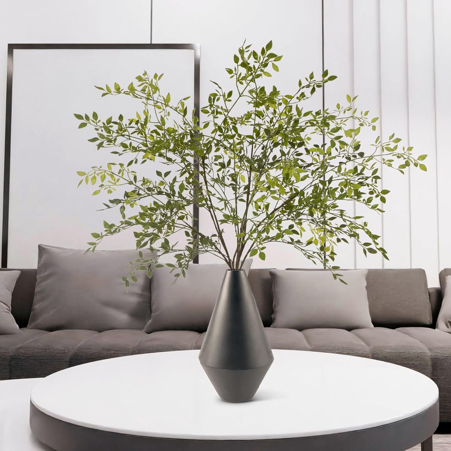 Fake Plants Eucalyptus Stems,Plastics Ficus Stems for Vase Artificial Plants,Greenery Stems Branches for Vase Faux Plants Indoor,Faux Greenery Indoor Vase Fillers for Home Decor (Green,3Pcs)
