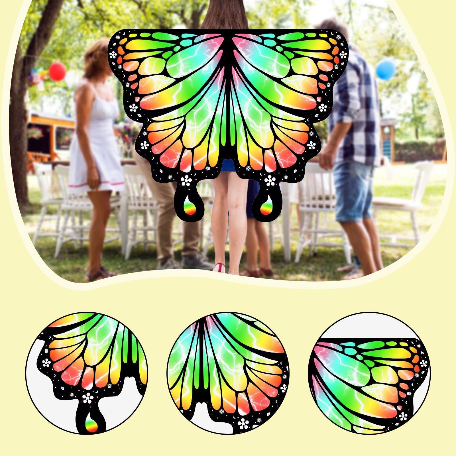 Colcolo Cape et châle légers pour ailes de, accessoire photo pour les fêtes, les spectacles, le carnaval, Multicolore