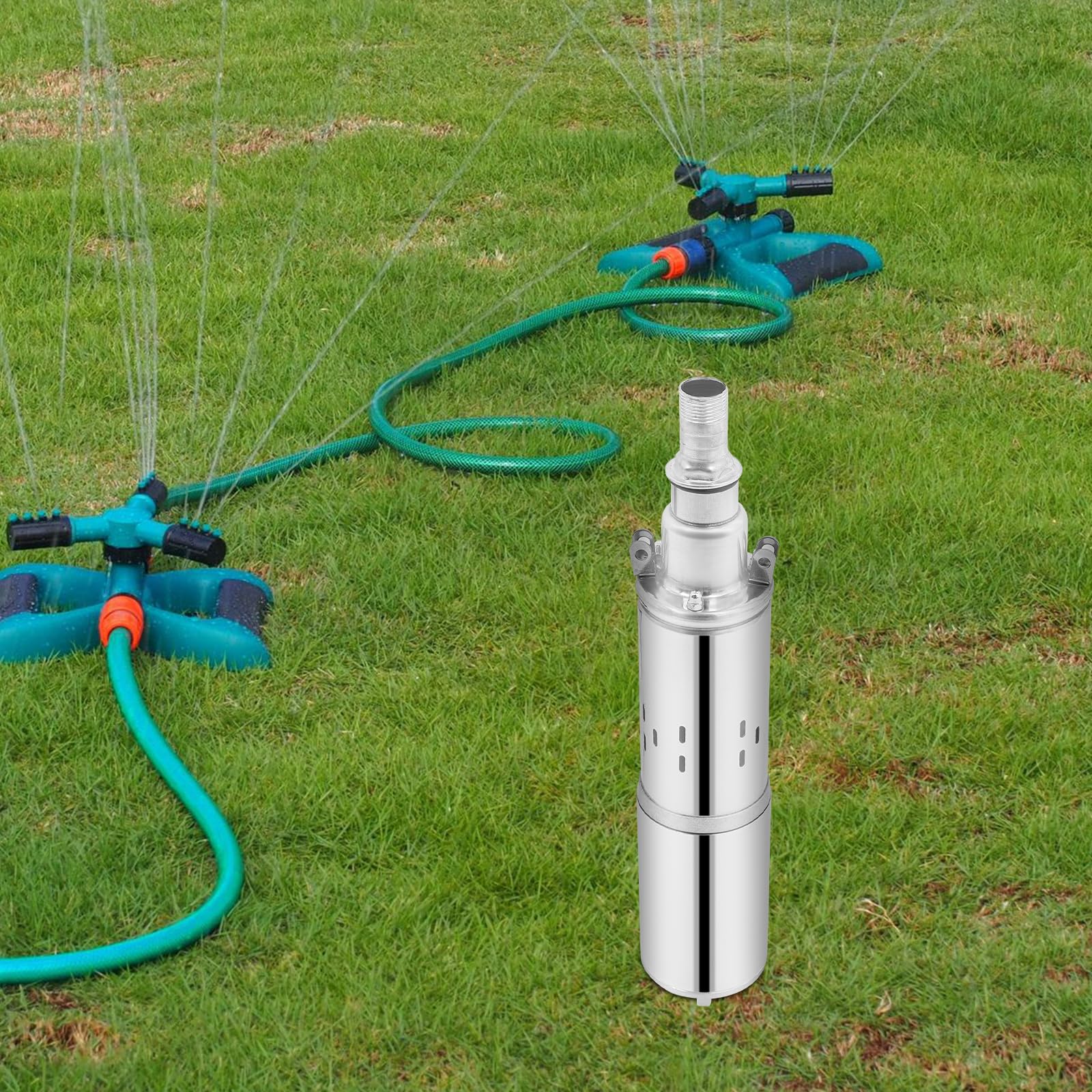 Bomba para pozos profundos, 200 W, acero inoxidable, bomba de agua solar, flujo máximo de 1,5 m³/h, bomba sumergible máx. 30 m, bomba sumergible resistente a la arena, ideal para drenaje