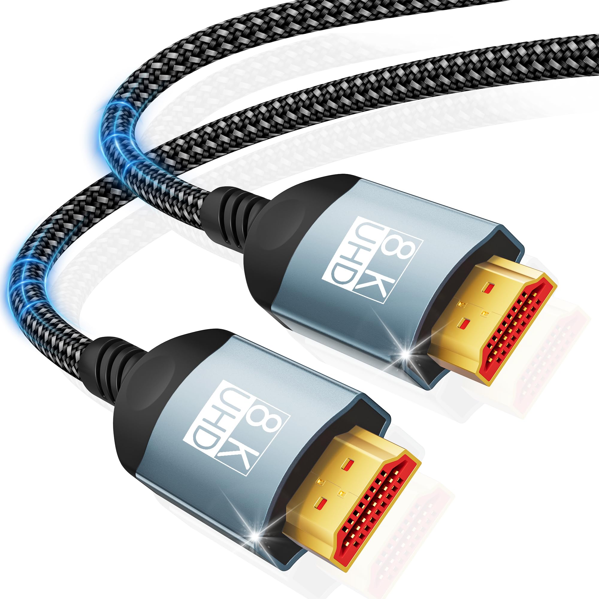 Câble HDMI 2,5m 10K 8K,câble HDMI ultra haute vitesse 10K 8K@60 Hz 4K@240 Hz,compatible HDMI 2.1,HDR10+,eARC,3D,HDCP 2.2 et 2.3,VRR,DTS:X,compatible avec PS5/4,Xbox,TV HD,PC,moniteur,projecteur