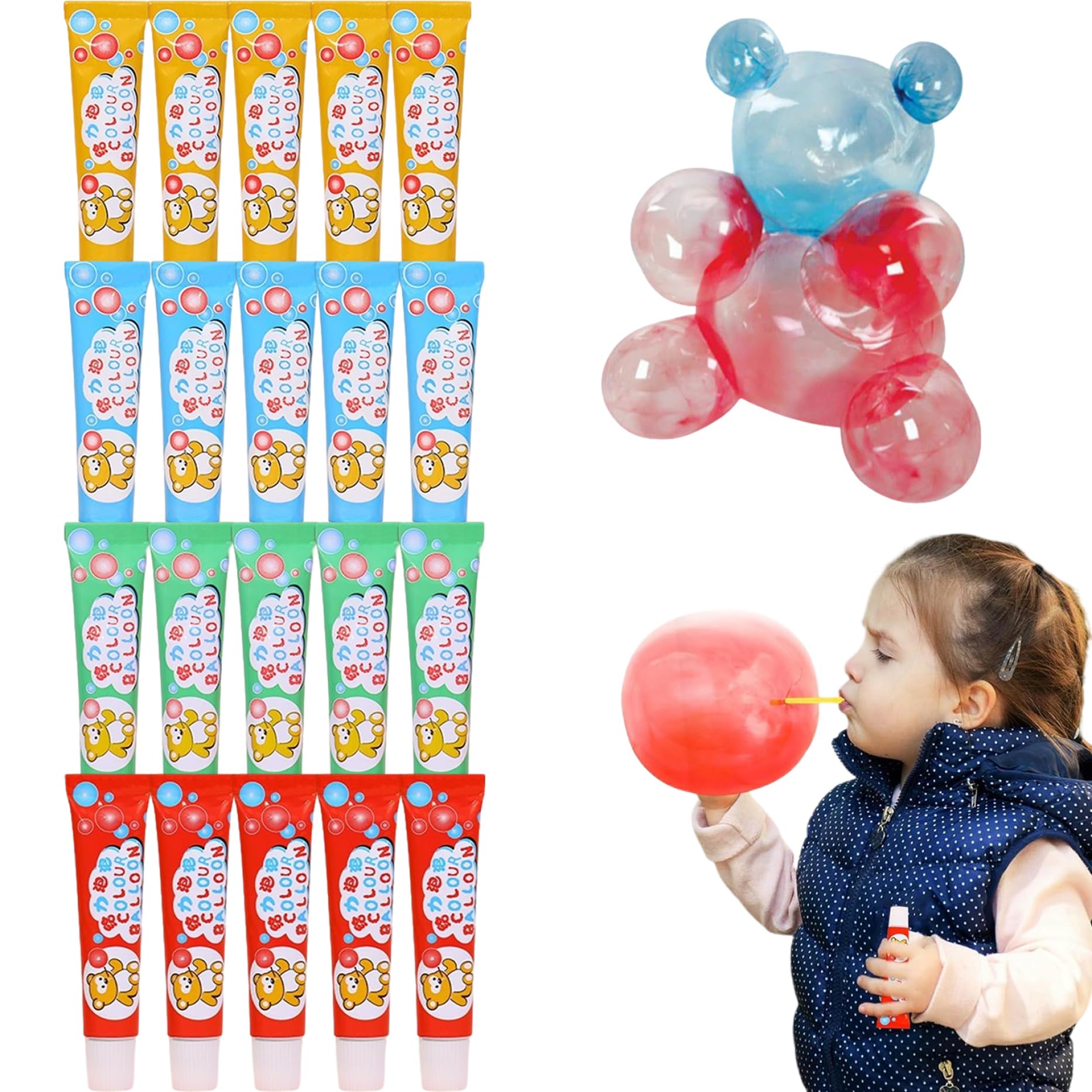 20Pcs Plastic Bubbles, Non-toxic Bubble Balloons, Easy & Fun Blow BubblesToys for School, Party, Indoor, Outdoor, for Kids, Random Color, Bubble Balloons, Blow Bubbles