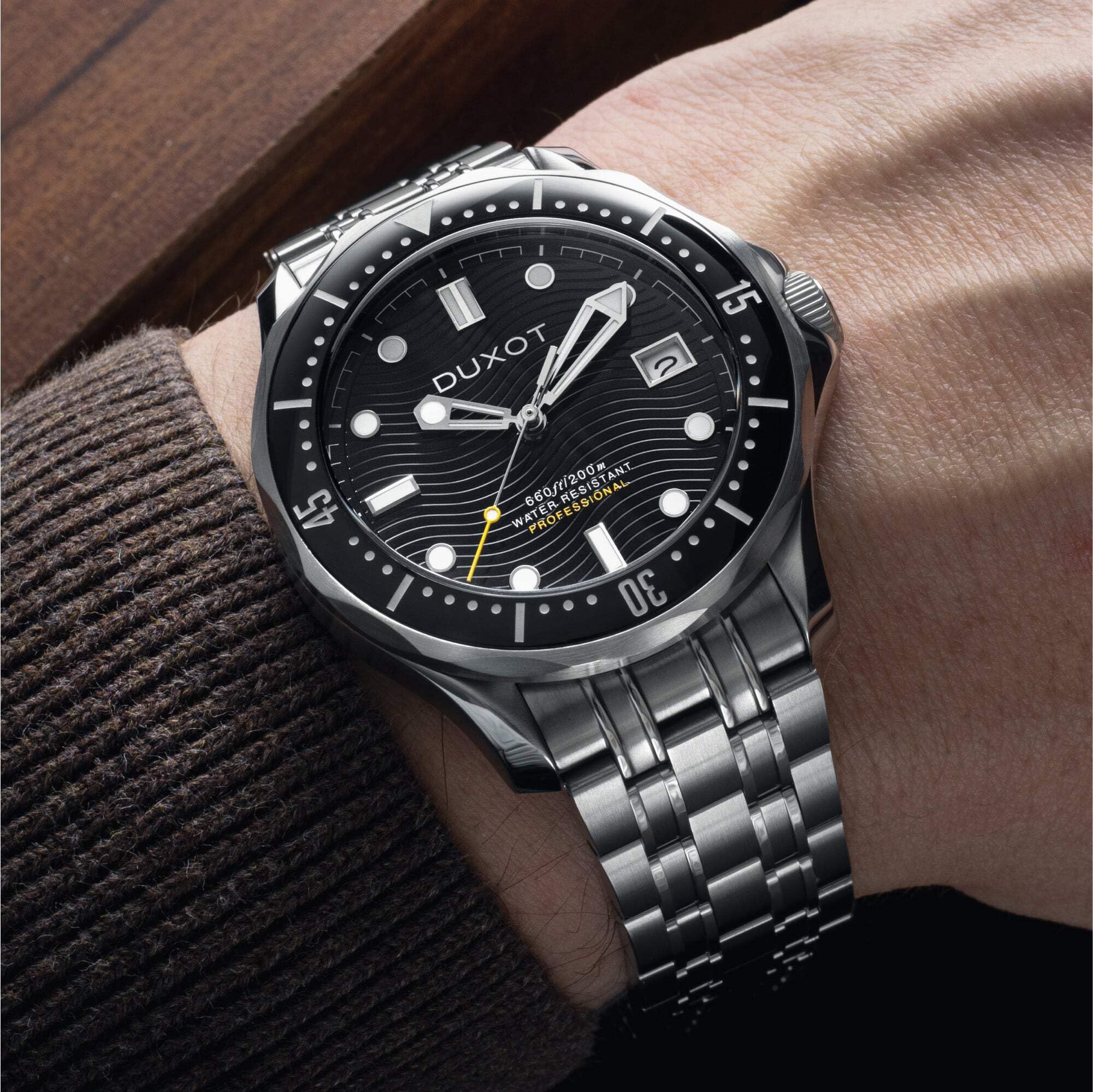 DUXOT Henri Diver orologio automatico da uomo 41 mm con cinturino in acciaio inossidabile massiccio DX-2060