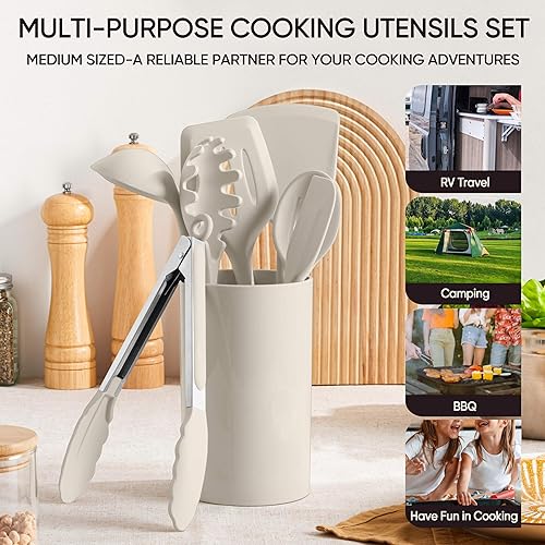 Miniatura 6 de Herogo Juego de utensilios de cocina de silicona, juego de utensilios de cocina de 7 piezas, herramientas de cocina resistentes al calor, espátula