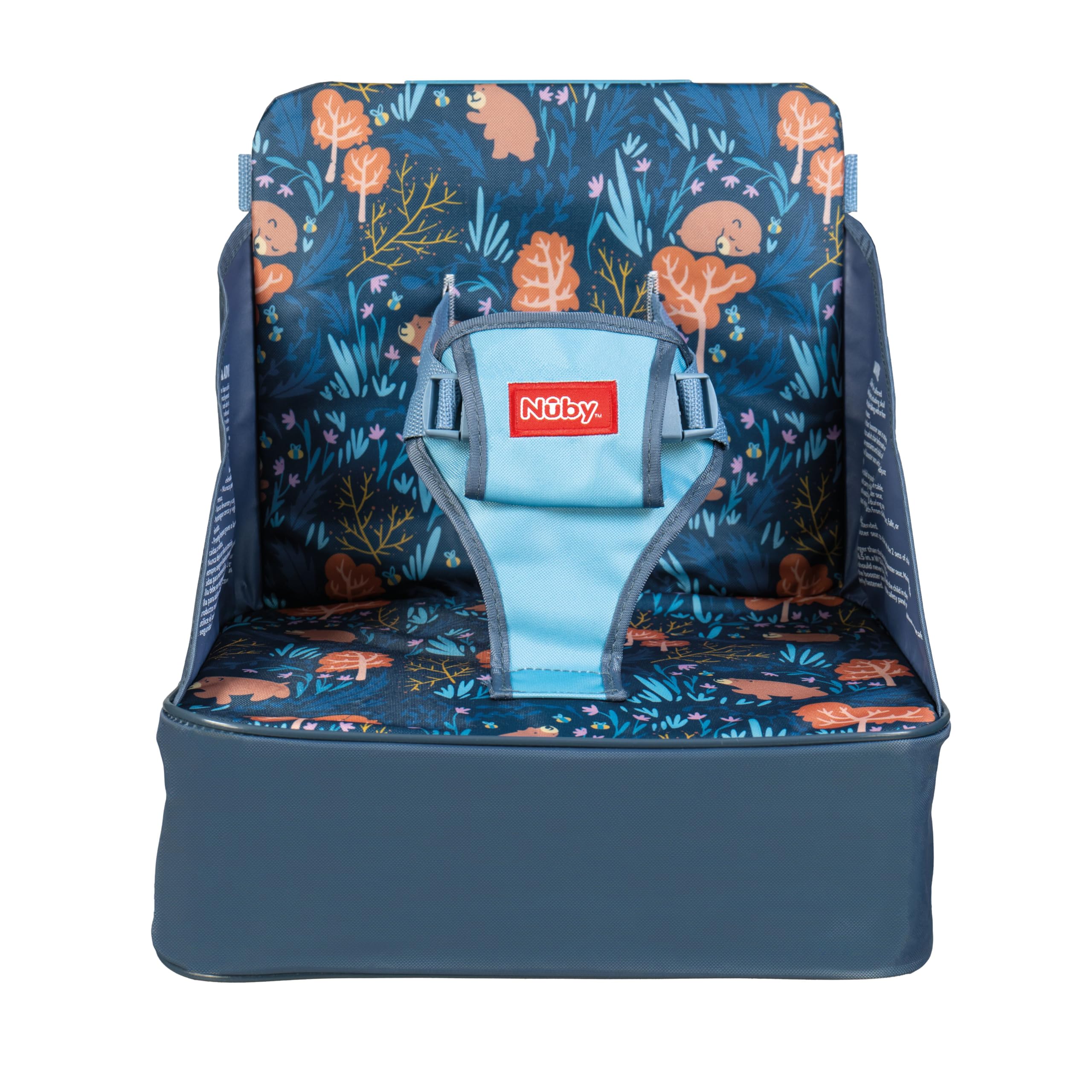 Nuby Easy Go Booster Seat - Travel Booster Seat for Babies and Toddlers with 3-Point Harness - 9+ Months - Bear Print
