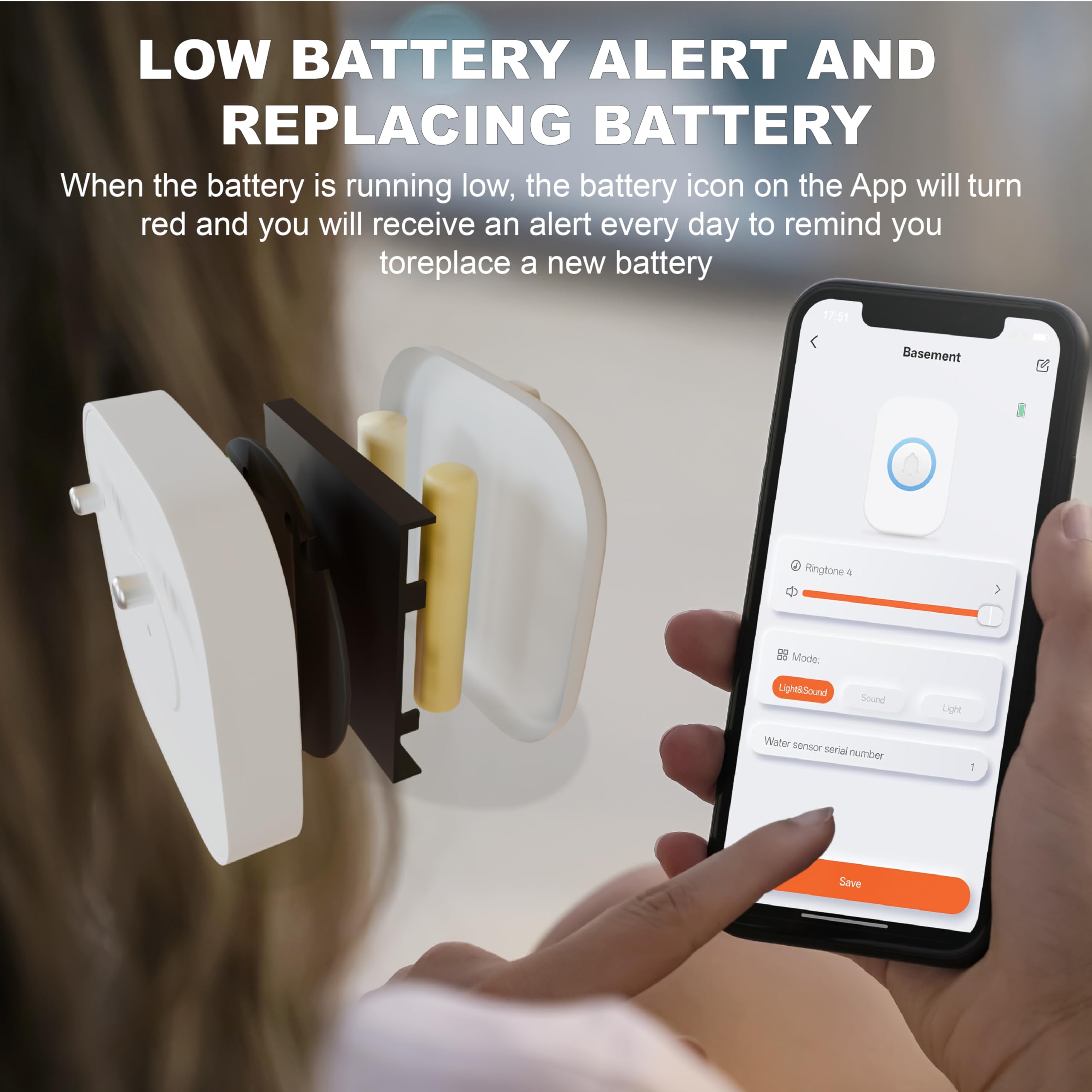 3 sensores de agua WiFi - Detector inteligente de fugas de agua - Alarma ajustable de 110 dB - Transmisión de 150 m para sótano, baño, lavadero, alarma de fuga con correo electrónico y