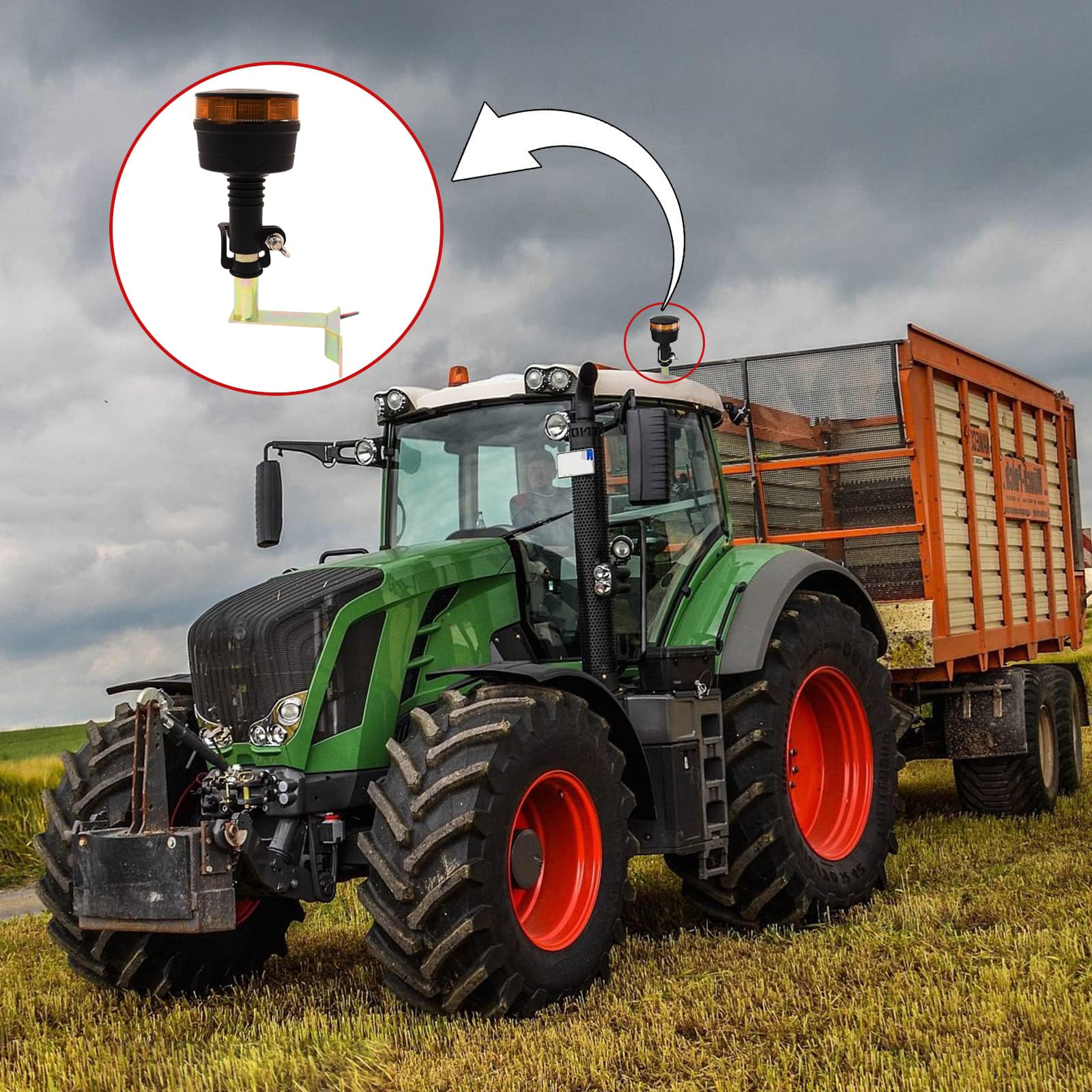 Agrieyes Traktor lampa dookoła uchwytu, metalowy uchwyt, do migającej, obrotowej lampki ostrzegawczej, montaż boczny 90° kształt litery L