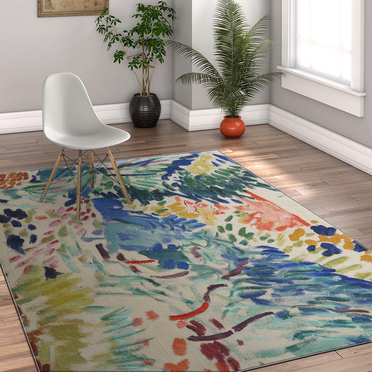 Tapis de sol 180x240cm artistique et doux idéal pour une salle à manger élégante