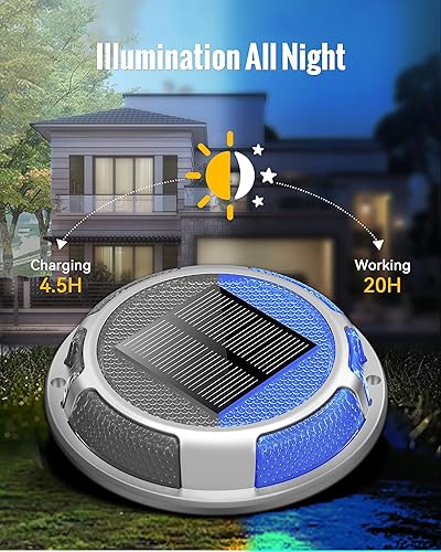 Miniatura 4 de Luces solares para entrada de vehículos, impermeables, paquete de 12, 2 colores en 1, luces LED solares para exteriores, luces solares para paseo,