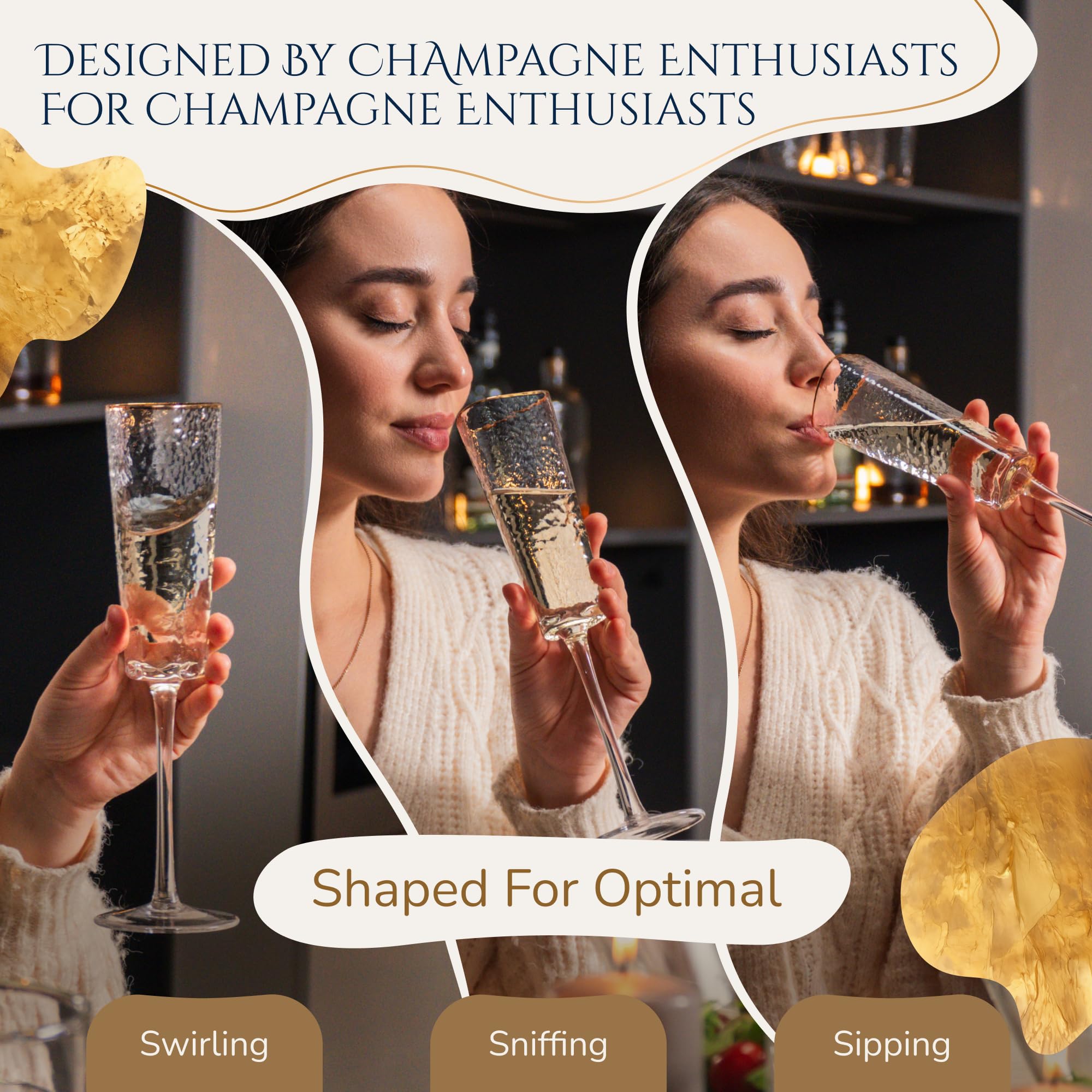 Champagne Glasses Set - 4 Elegant Flutes -6 Champagne Glasses Set - 4 Elegant Flutes -6