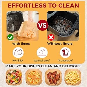 Air Fryer Liners Disposable - 125Pcs 4.7In Square Parchment Paper for Air Fryer, Non-Stick Airfryer Basket Liners for Steamer Microwave Oven