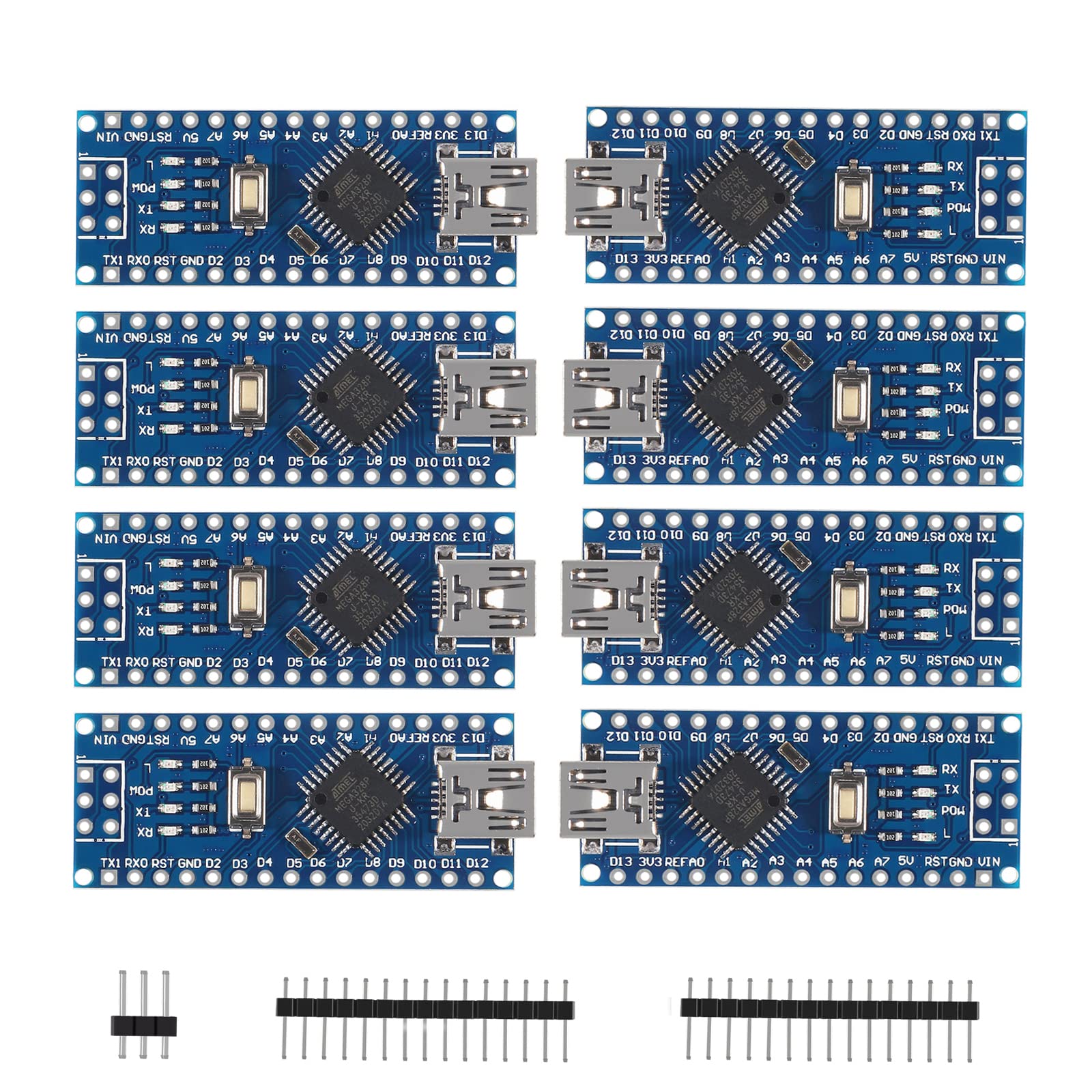 DORHEA 4PCS Carte Nano ATmega328P CH340 Compatible Arduino Nano 328P - Lot De 4 Microcontrôleurs