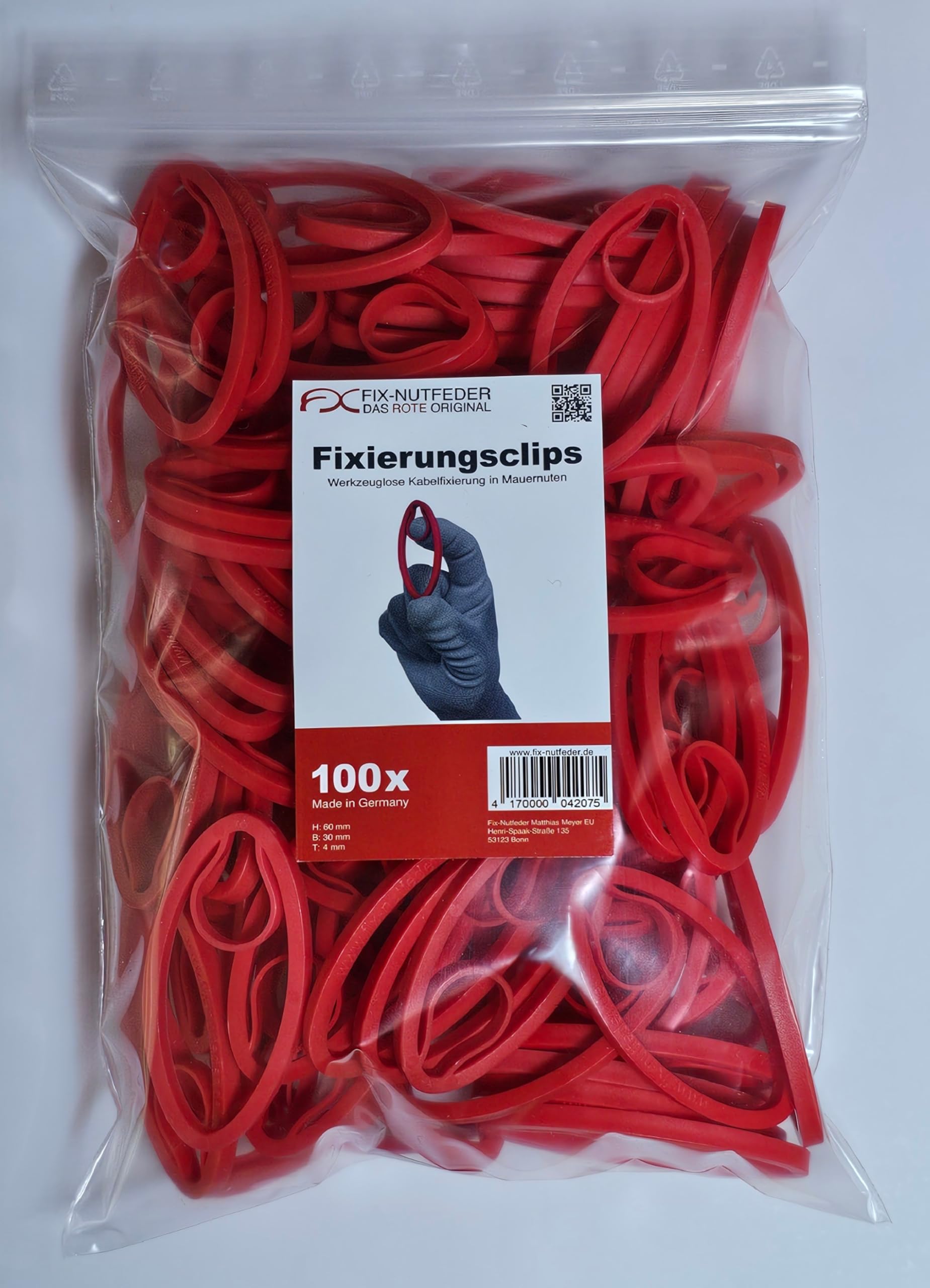 Sachet de 100 pcs. Clips de fixation pour tuyaux et câbles. Fix-Nutfeder.