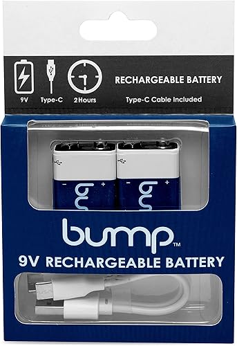 Miniatura 2 de bump Baterías recargables de 9 voltios – Paquete de 2 – iones de litio, alto rendimiento, carga USB rápida y duradera, uso con alarmas de