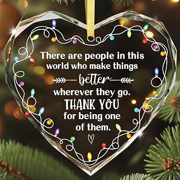 WaaHome Thank You Gifts for Coworkers, Women, Teacher, Boss - Glass Coworker Christmas Ornaments Gift for Women - Coworkers, Teacher Gifts for Christmas