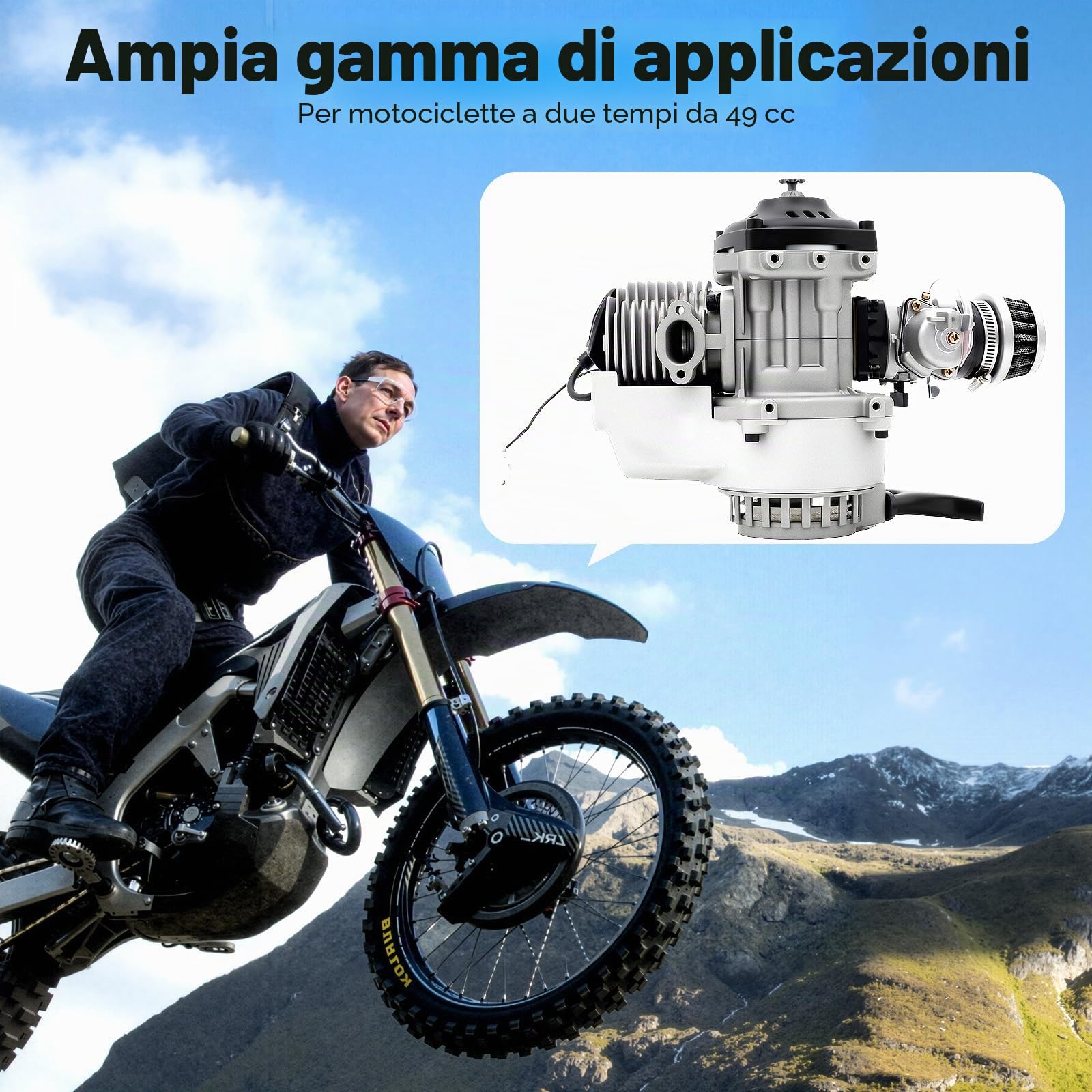 49 CC 2 tempi Pocket Bike Motore a benzina per bicicletta motore completo 49 CC a due tempi per mini bici da dirtbike mini ATV 47 CC/49 CC