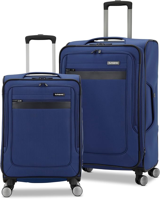 Samsonite Ascella 3.0 Softside Expandable Luggage with Spinners, Sapphire Blue, 2PC SET (Carry-on/Medium)