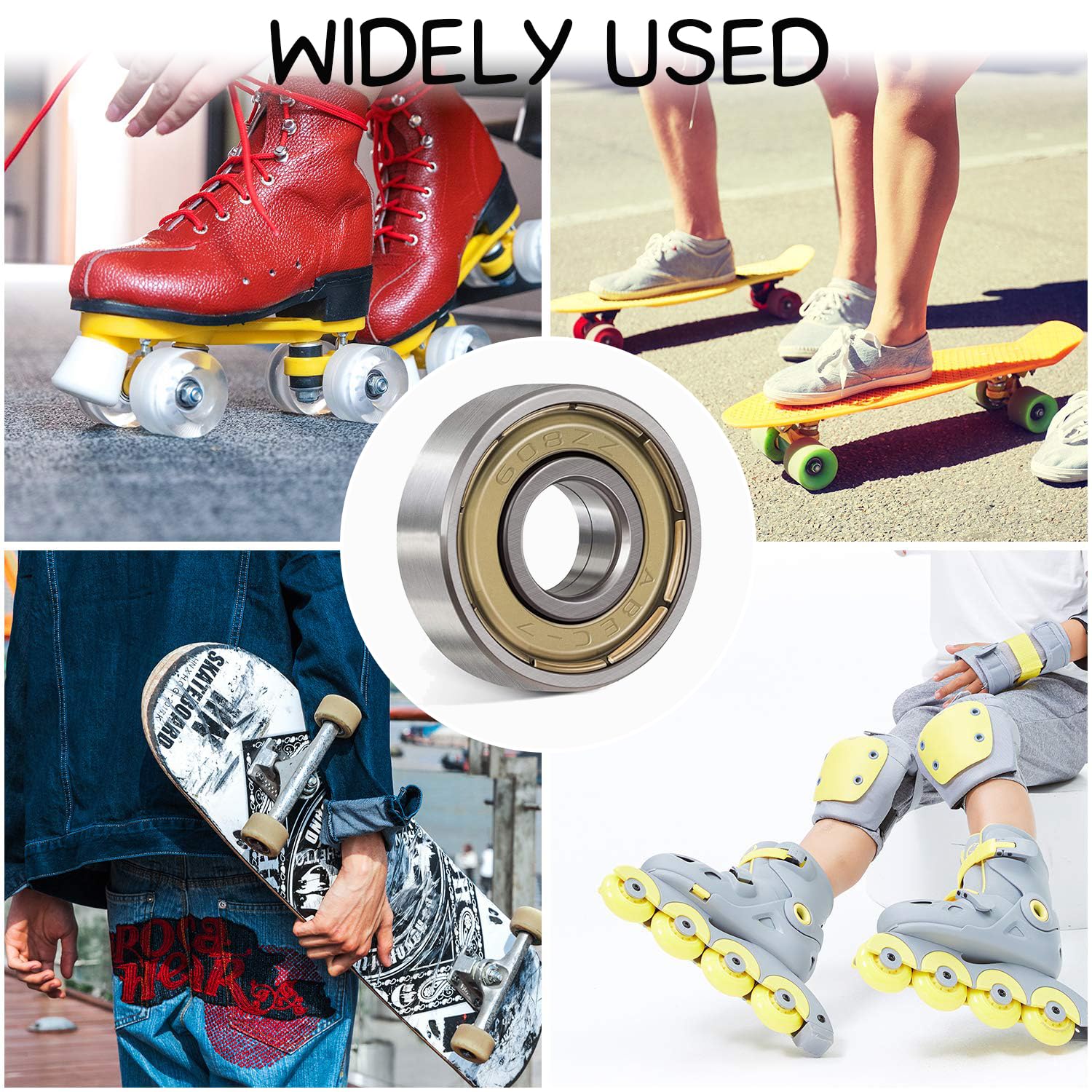 4 Pièces Roulement 608ZZ, Roulement À Bille Skateboard, 608ZZ Roulements À Billes Roller