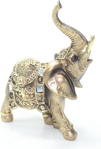Miniatura 2 de Feng Shui 4.5 pulgadas de alto color latón elegante elefante tronco estatua riqueza suerte figura decoración del hogar regalo