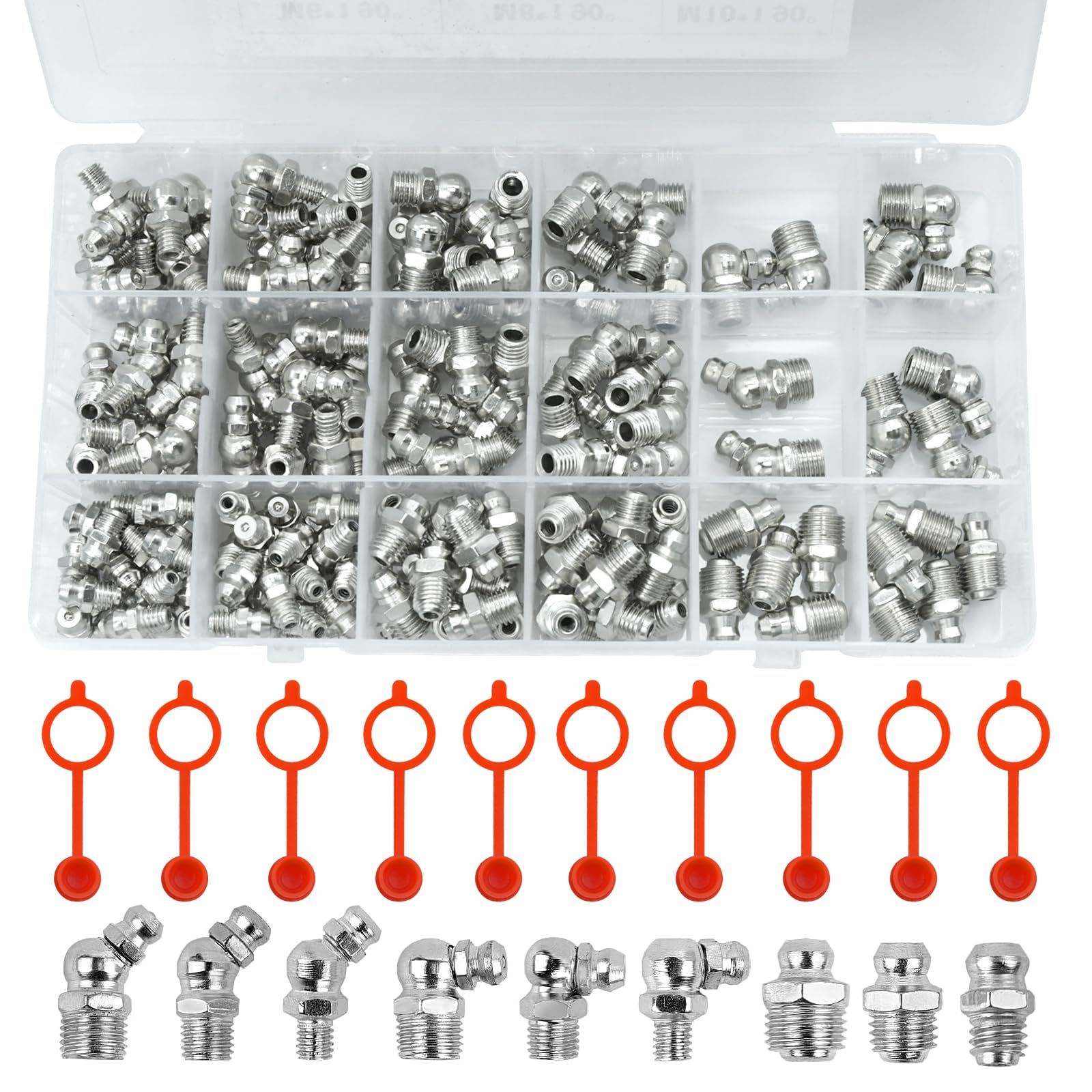 201 Pièces Embout Pompe a Graisse Assortiment de Graisseur Filetés de Graissage M6 M8 M10 Droit Graisse Raccord Raccords Filetage Mâle Graisseurs Droit pour Équipement Mécanique Graisseur a Visser