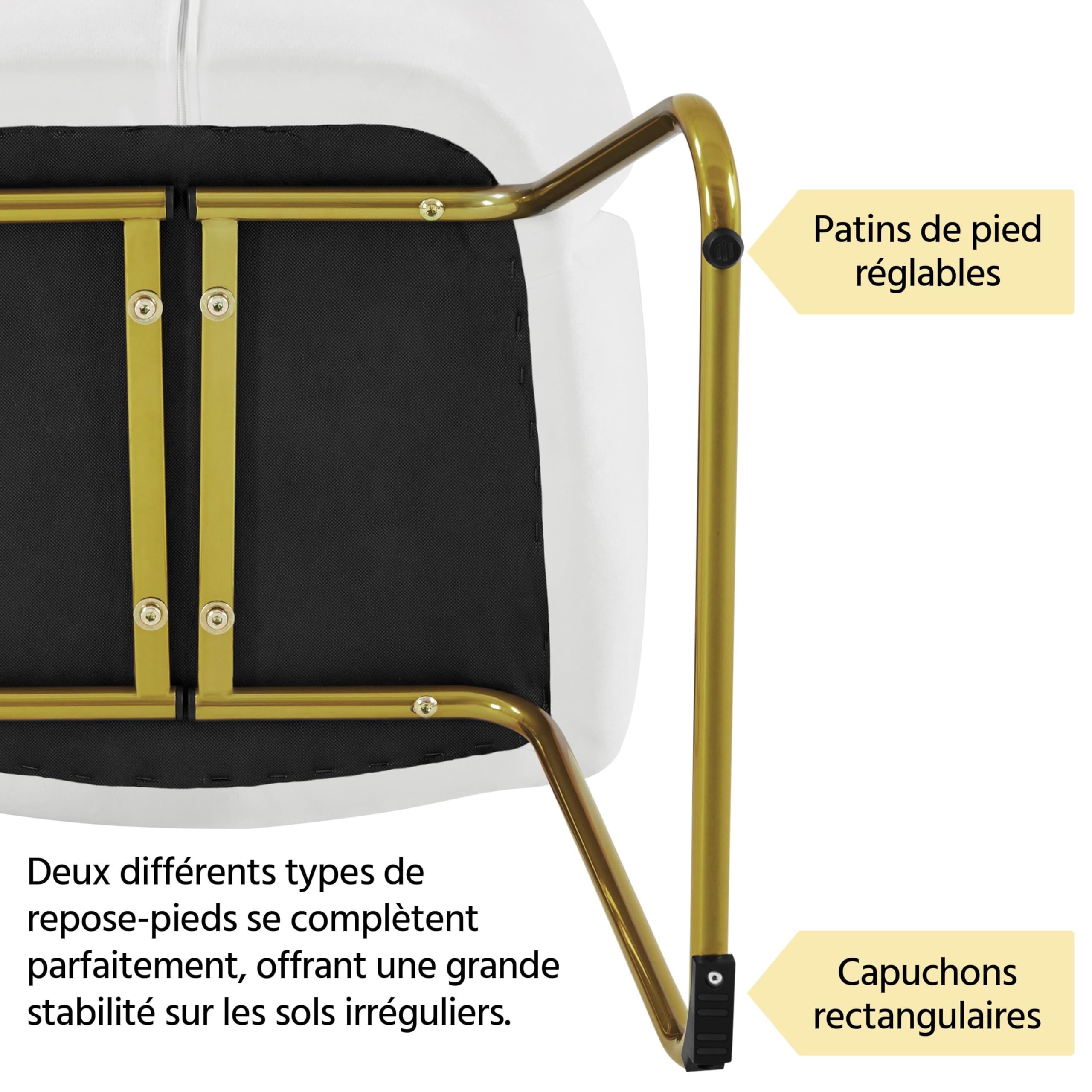 Yaheetech Fauteuil de Chambre à Coucher, Salon, rembourré, Haut Moderne, Ergonomique, en Velours, avec Dossier Circulaire, accoudoirs, Pieds en métal, Charge 136 kg Blanc