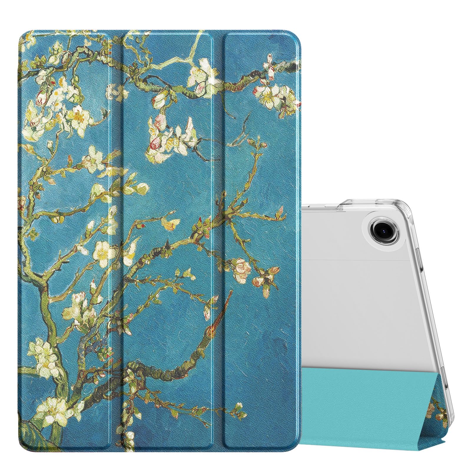 MoKo Slim Case for Samsung Galaxy Tab A11+ Plus/ A9+ Plus 11 Inch | Smart Stand Hard PC Translucent Back Shell Cover for Galaxy Tab A11+/A9+ Tablet, Auto Sleep/Wake, Apricot Blossom