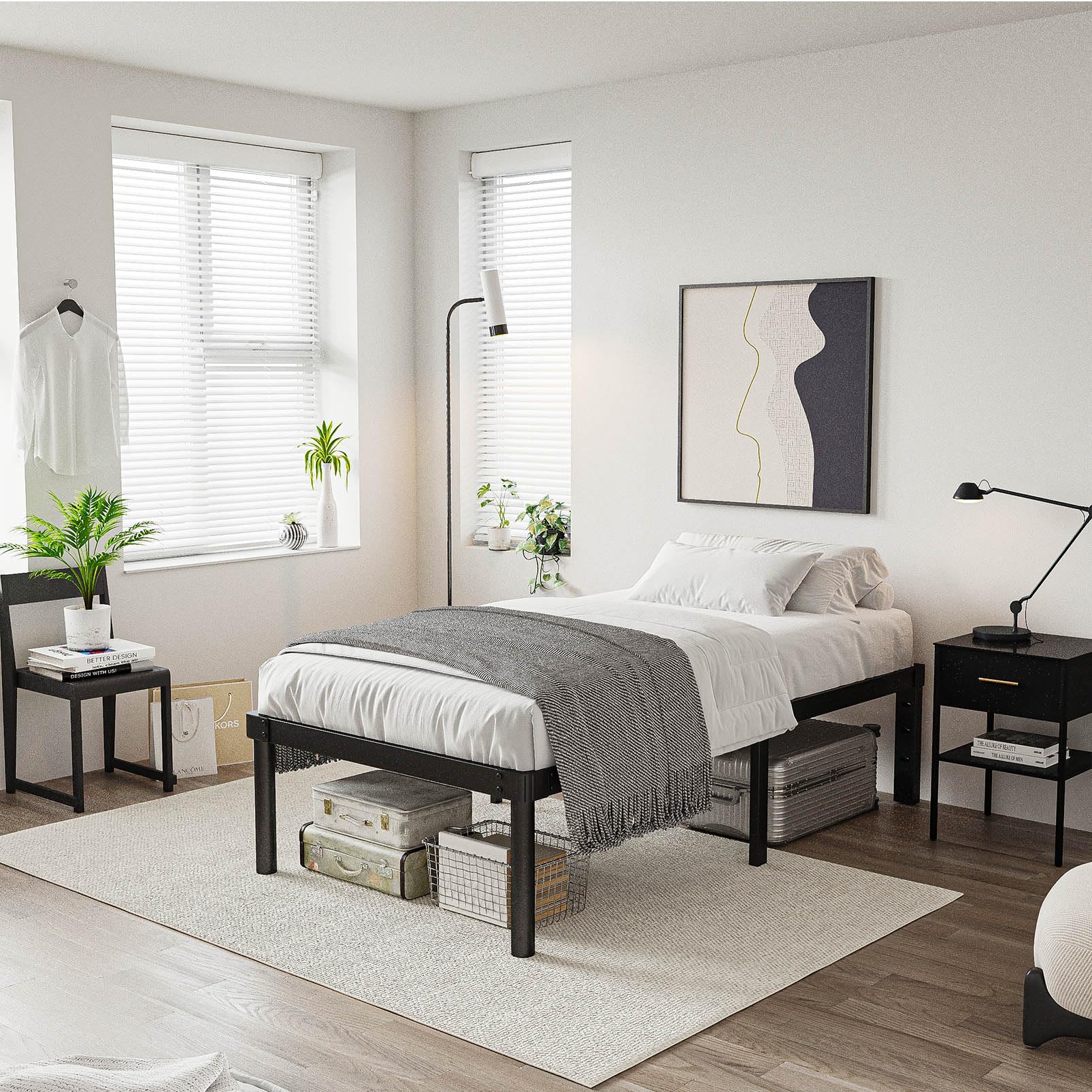 Snapklik.com : SunnyDaze 18 Inch High Platform Twin Bed Frame No Box ...