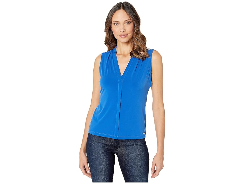 

Calvin Klein V-Neck Cami (Capri Multi) Women's Clothing, Blue