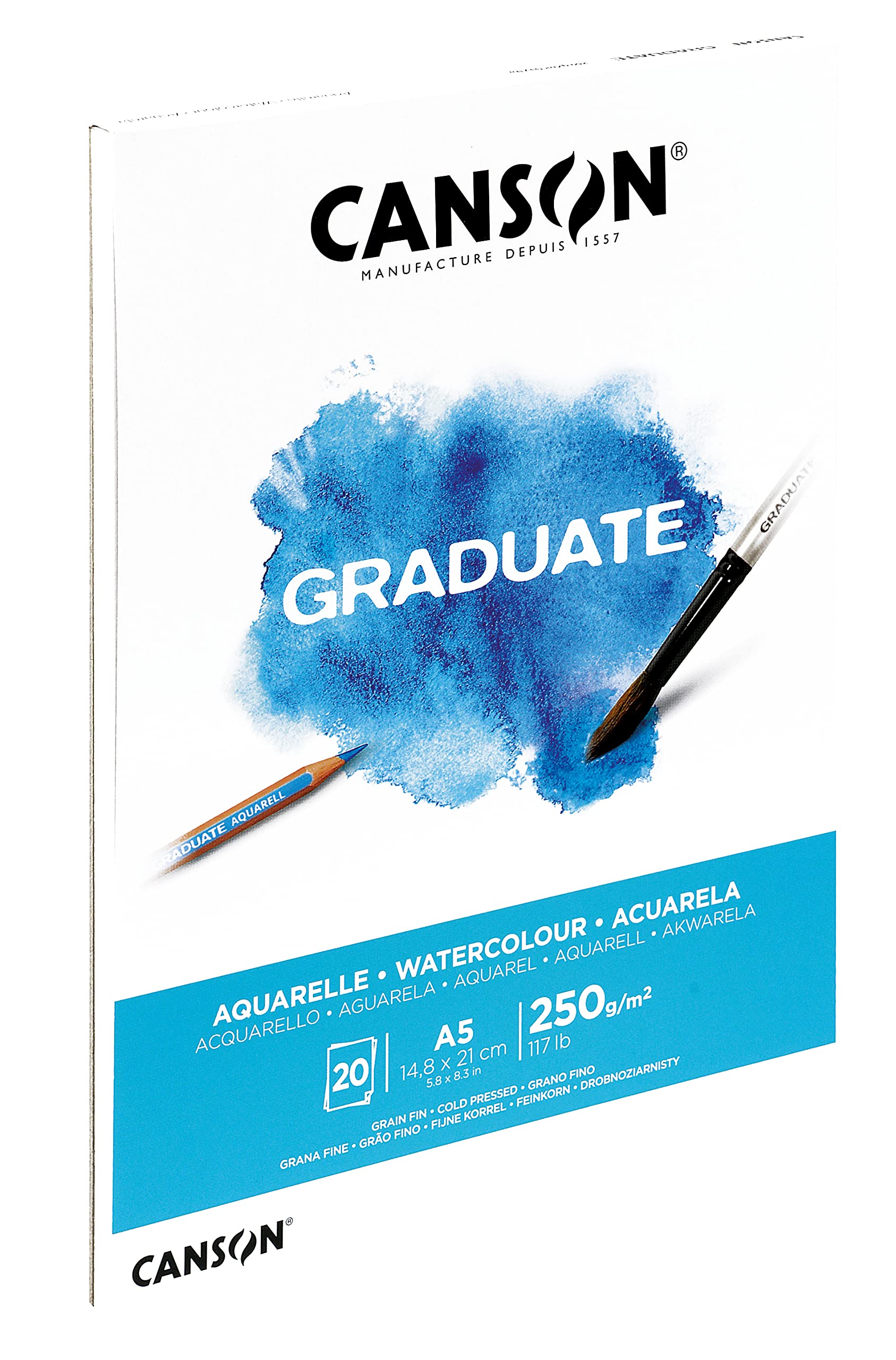 Graduate blok papieru akwarelowego, DIN A5, 20 arkuszy, 250 g/m²