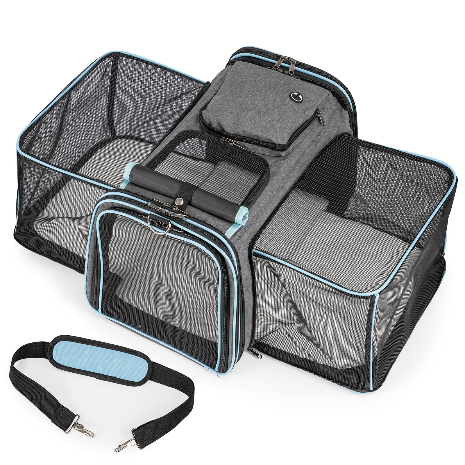 Expandable Large Cat Carrier Bag – Soft-Sided Pet Carrier with Dual-Side Expandable Design, Extra Spacious 30% Volume, Breathable Polyester, Removable Cushion & Storage Pocket – Ideal for M