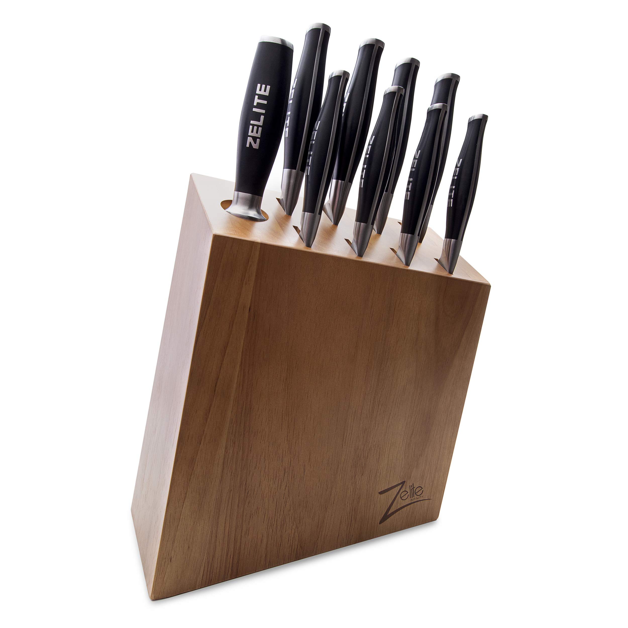 Zelite InfinityKnife Block Set (9-pc), Kitchen Knife Set, Knife Sets for Kitchen with Block - German High Carbon Stainless Steel - INCLUDING 8 Professional Kitchen Knives & Honing Steel 10 Inch