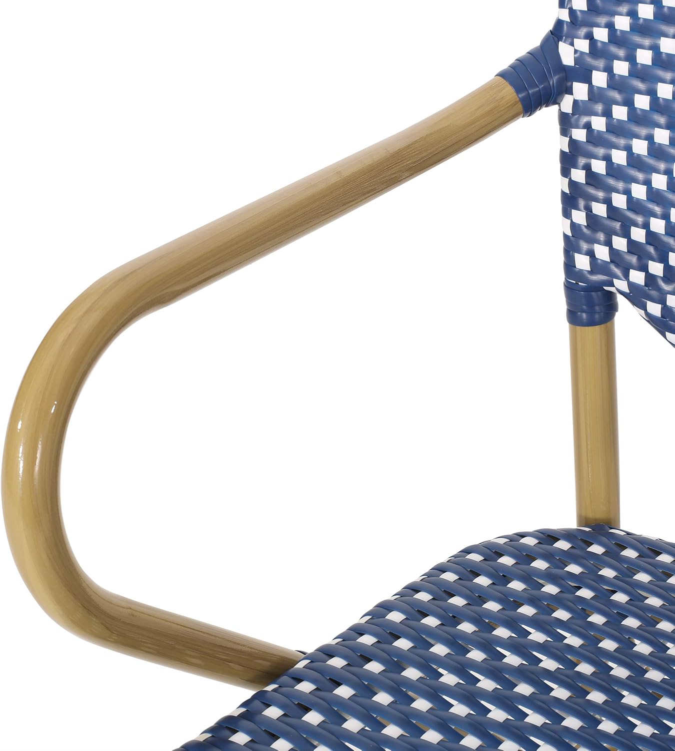 Christopher Knight Home Paul Outdoor Bistro Chair, Dark Teal + White + Bamboo Finish