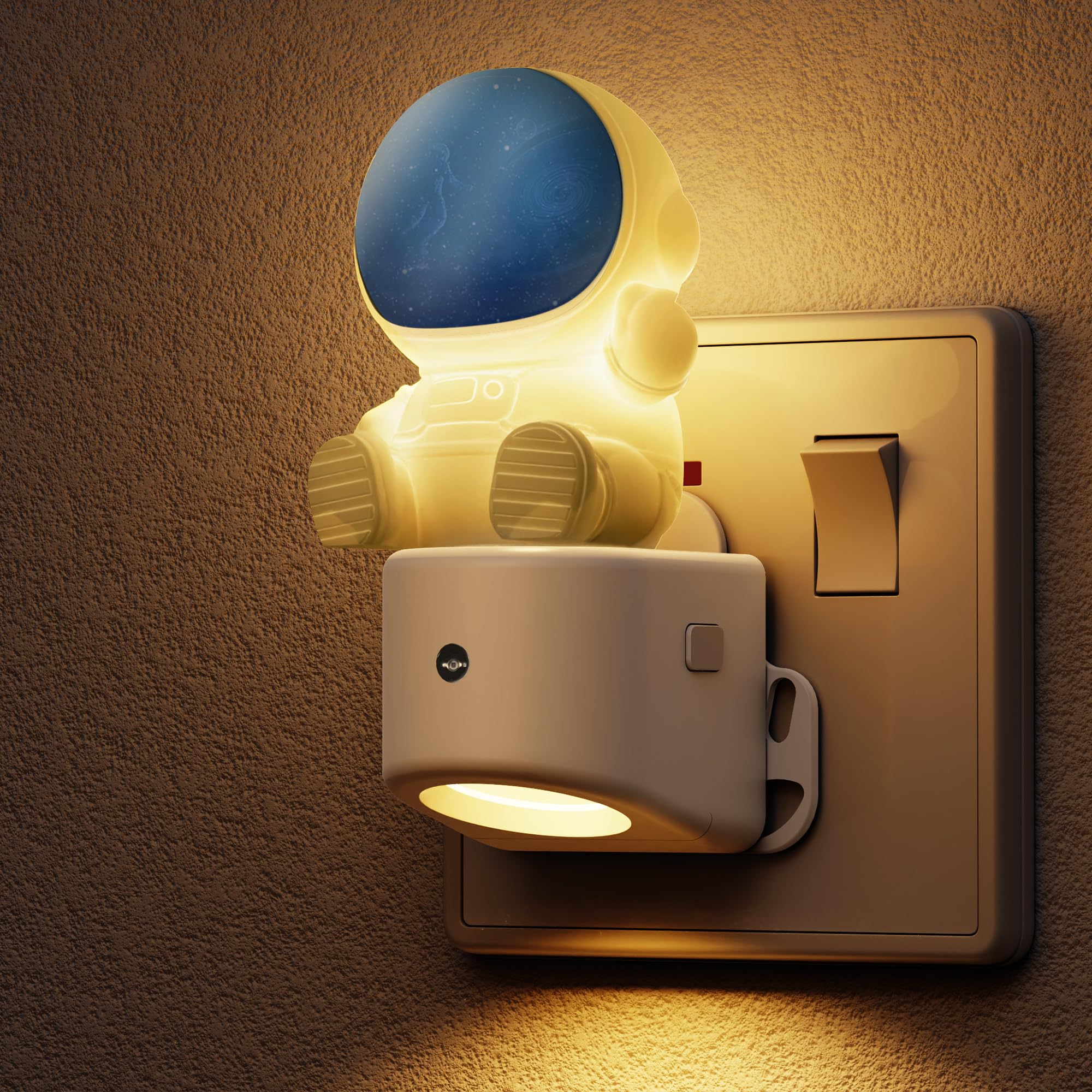 LOHAS-LED Night Light, 3D Space Night Light Plug in Wall, Dusk to Dawn Sensor, RGB + Soft White 3000K