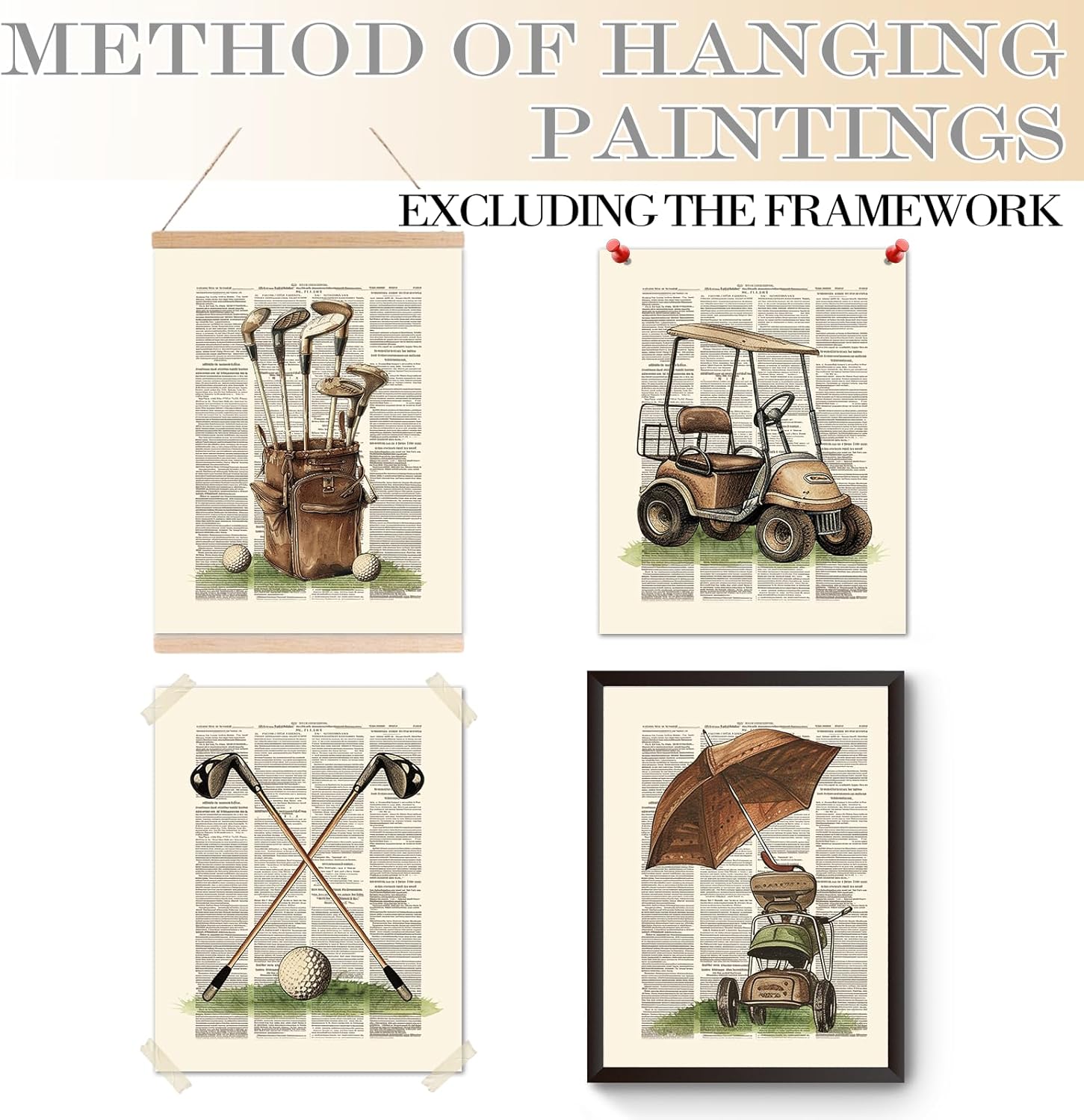 Hapons Vintage Golf Wall Art Decor Posters,Retro Golfer Sports Man Teen Kids Boys Bedroom Man Cave Living Room Playroom Office Wall Art Prints, Golfing Sport Wall Decor Pictures Gifts 8''x10'' 4 PCS Unframed - Image 3