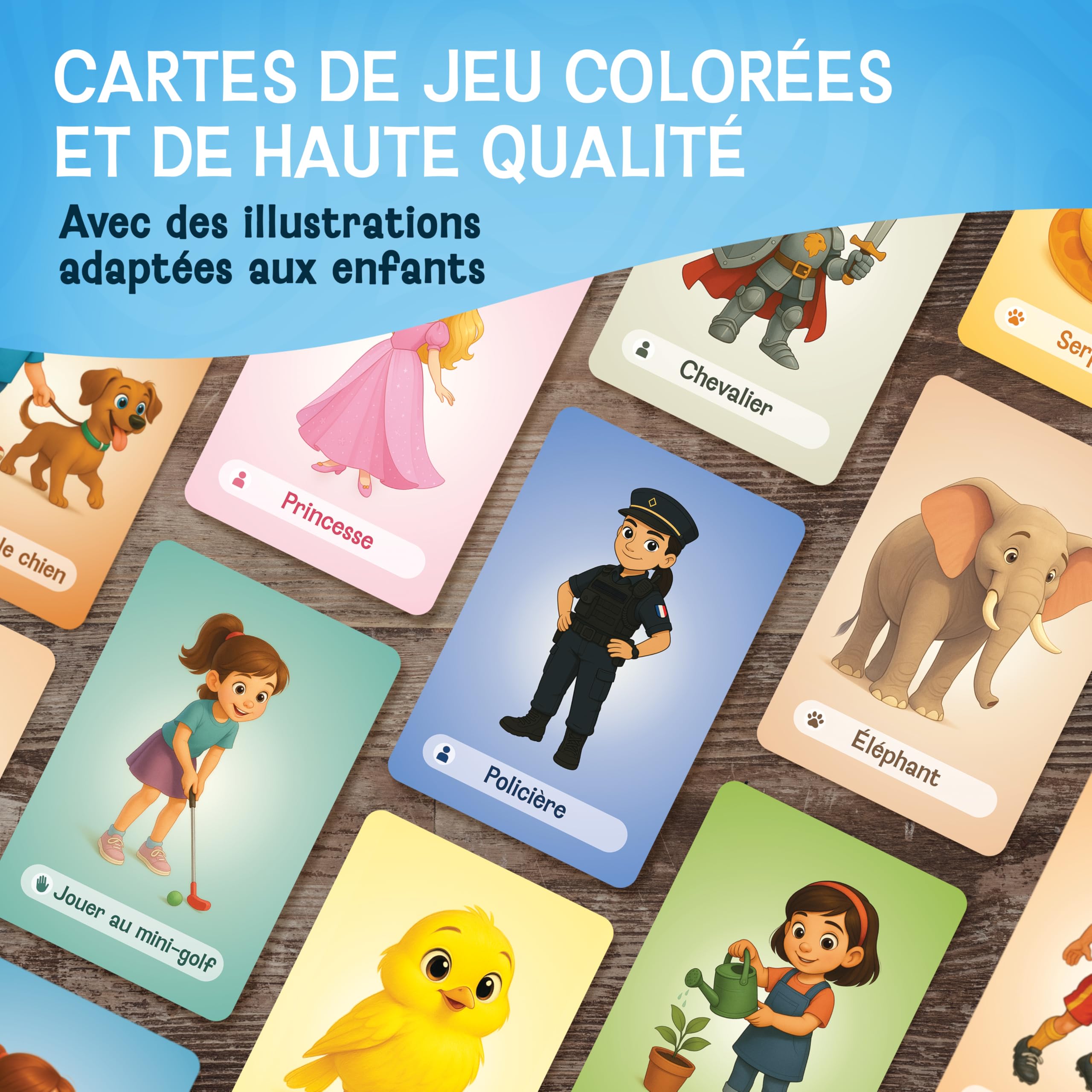 LIKARTO Jeu de mime pour Enfants – Jeu Amusant dès 4, 5, 6, 7, 8, 9 Ans – Activité familiale et devinettes – Idée Cadeau pour Filles et garçons – Activité intérieure & extérieure