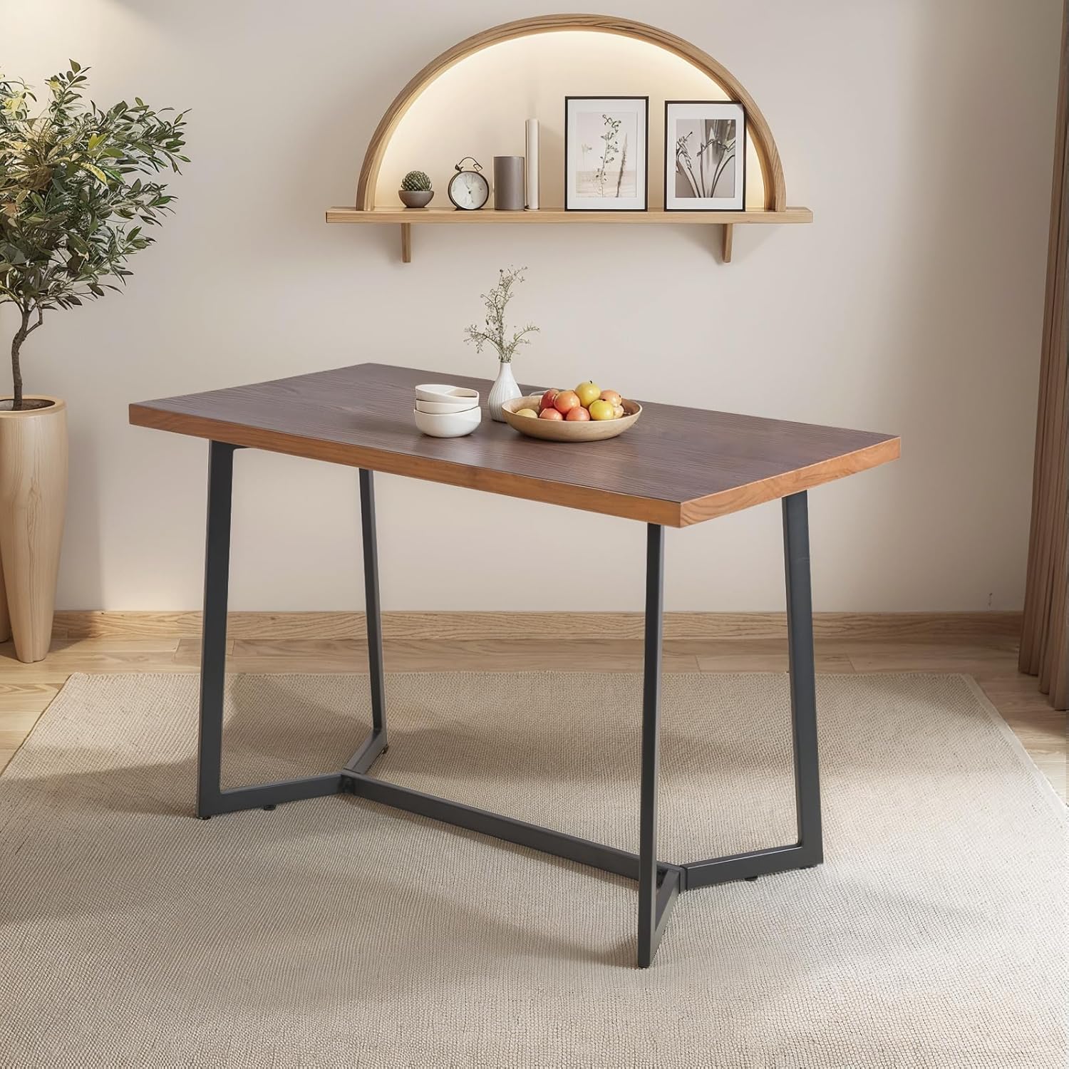 Diwhy DIY Industrial Design Home Office Desk Laptop Table Wood and Metal Frame Rectangular Dining Table homeoffice Desk Breakfast Casual Table 47.2" × 23.6"