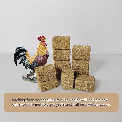 Miniatura 5 de Pacas de heno en miniatura, 8 piezas de imitación de madera, heno falso decorativo para manualidades, mini balas de heno para casa de muñecas,