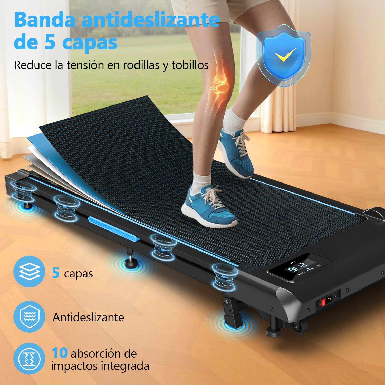 VANNECT Cinta de Correr con Inclinación, 2.75HP Cinta de Andar con Magnético Control Remoto, Walking Pad con Pantalla LED, No Requiere ensamblaje, Capacidad de 150kg