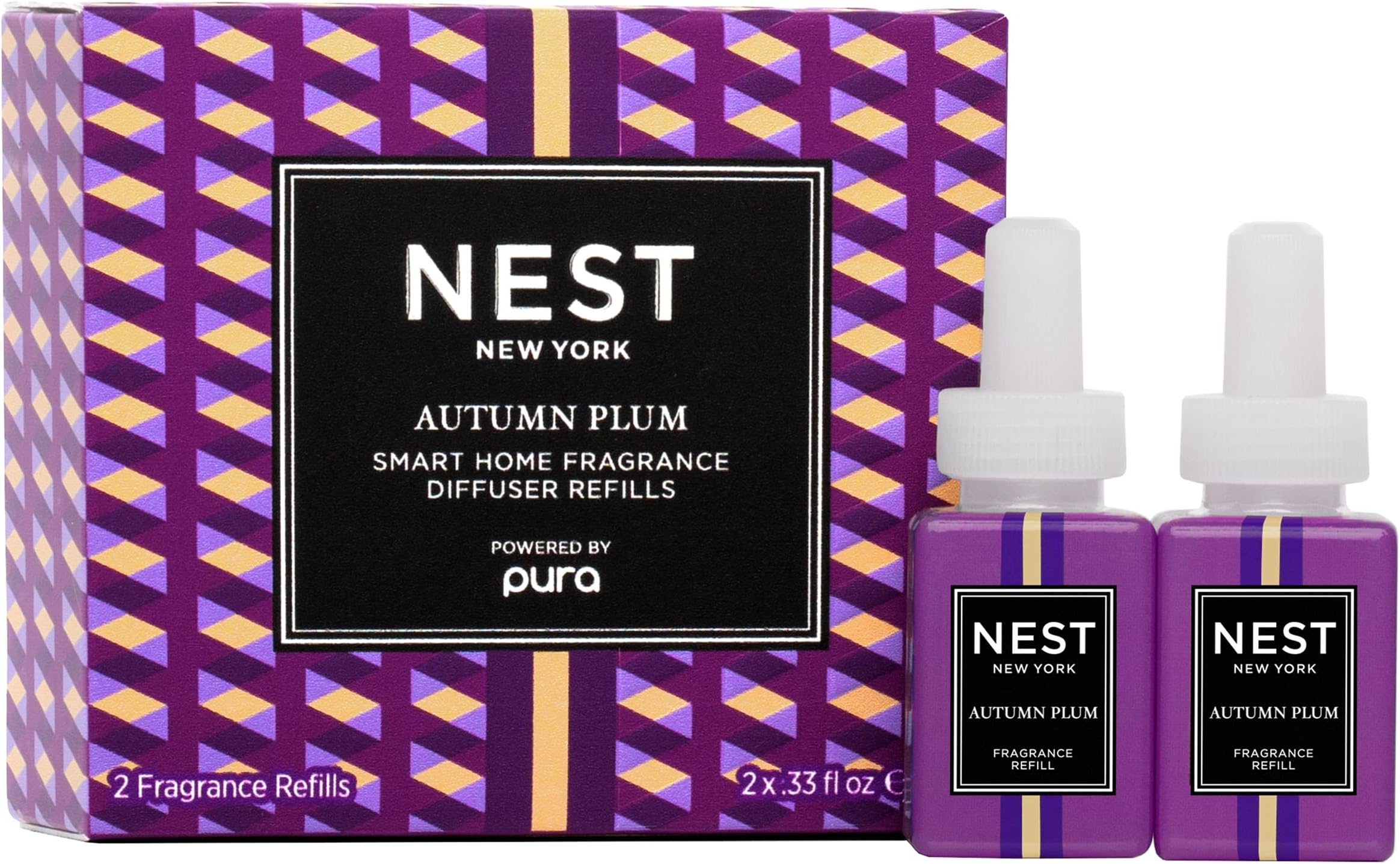 NEST New YorkSmart Home Fragrance Diffuser Refill Smart Vials, Autumn Plum - Set of 2 - Designed for NEST x Pura 3 and NEST x Pura 4 Diffusers - Cruelty Free, Vegan - Made in USA