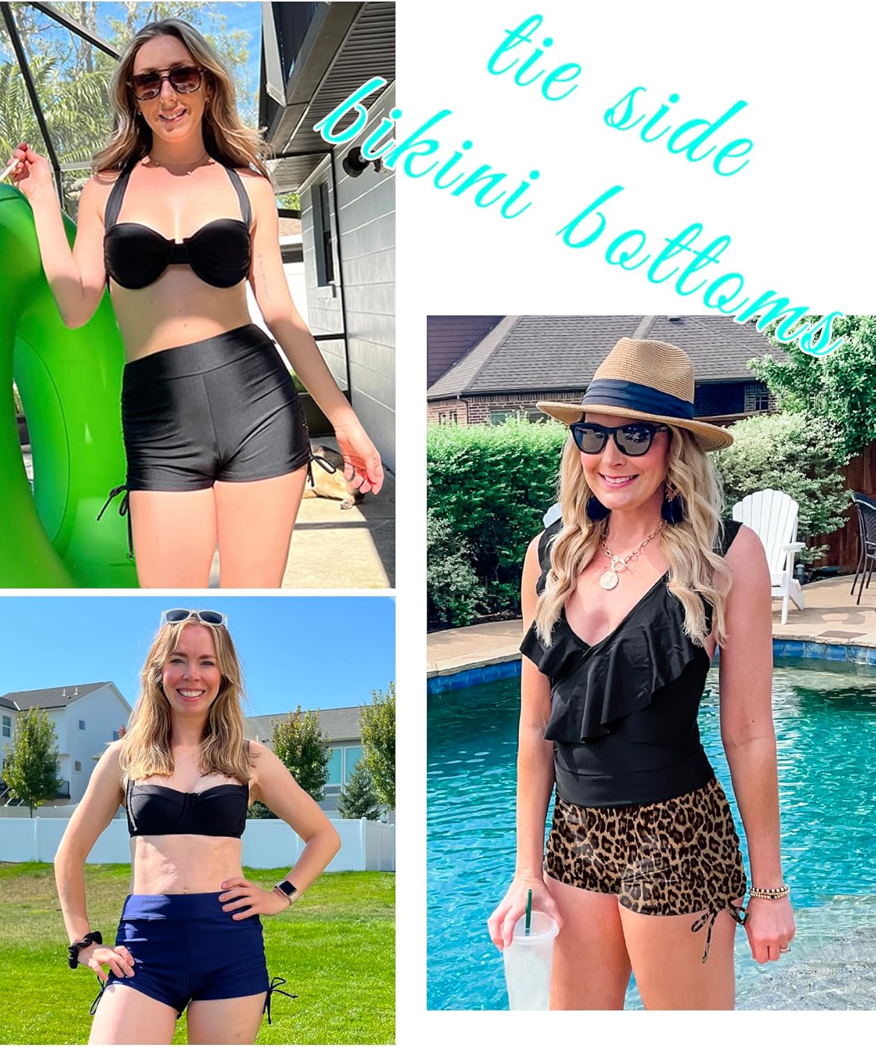 Bonneuitbebe Women's Swim Shorts High Waist Swimsuit Bottoms Adjustable Side Tie Bathing Suit Boyshorts Bikini Board Shorts - Image 5