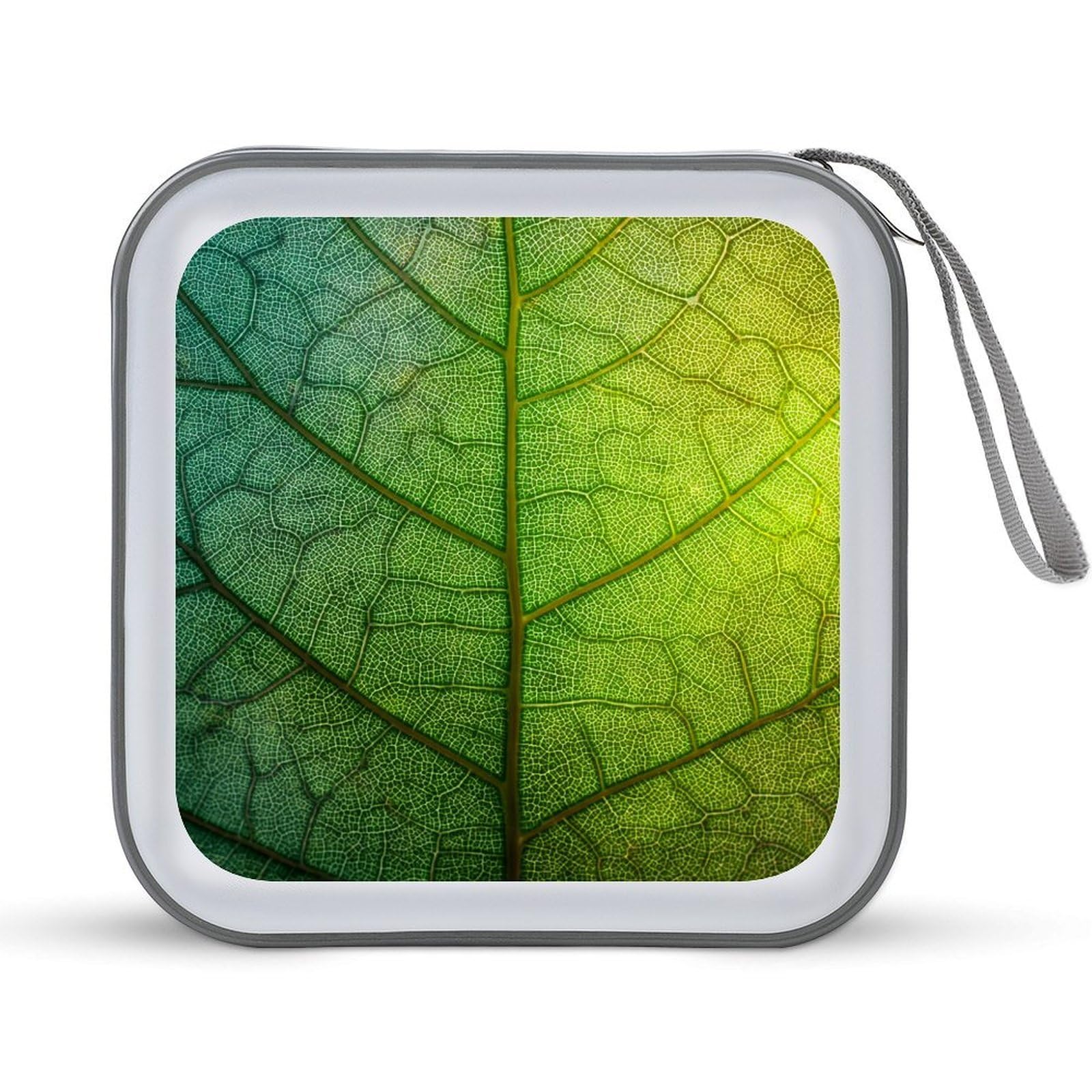 Jubonexis Green Detailed Leaf Texture CD Case DVD Storage Case Portable for Car Home Travel