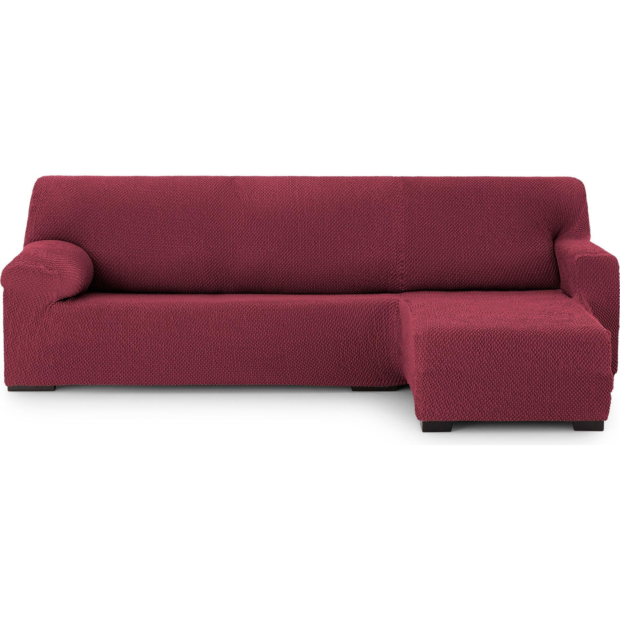 Housse de canapé chaiselongue bordeaux pour masquer l'usure de votre assise