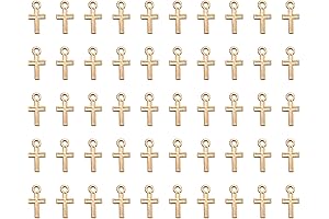50 Pcs Mini Cross Charm Metal Mini Pendant Beads for Jewelry Making