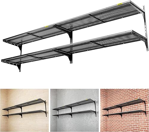 Miniatura 11 de Paquete de 1 estantería de garaje de 1.3 x 3 pies para montaje en pared, capacidad de carga de 400 libras, 15.6 x 36 pulgadas por estante de altura